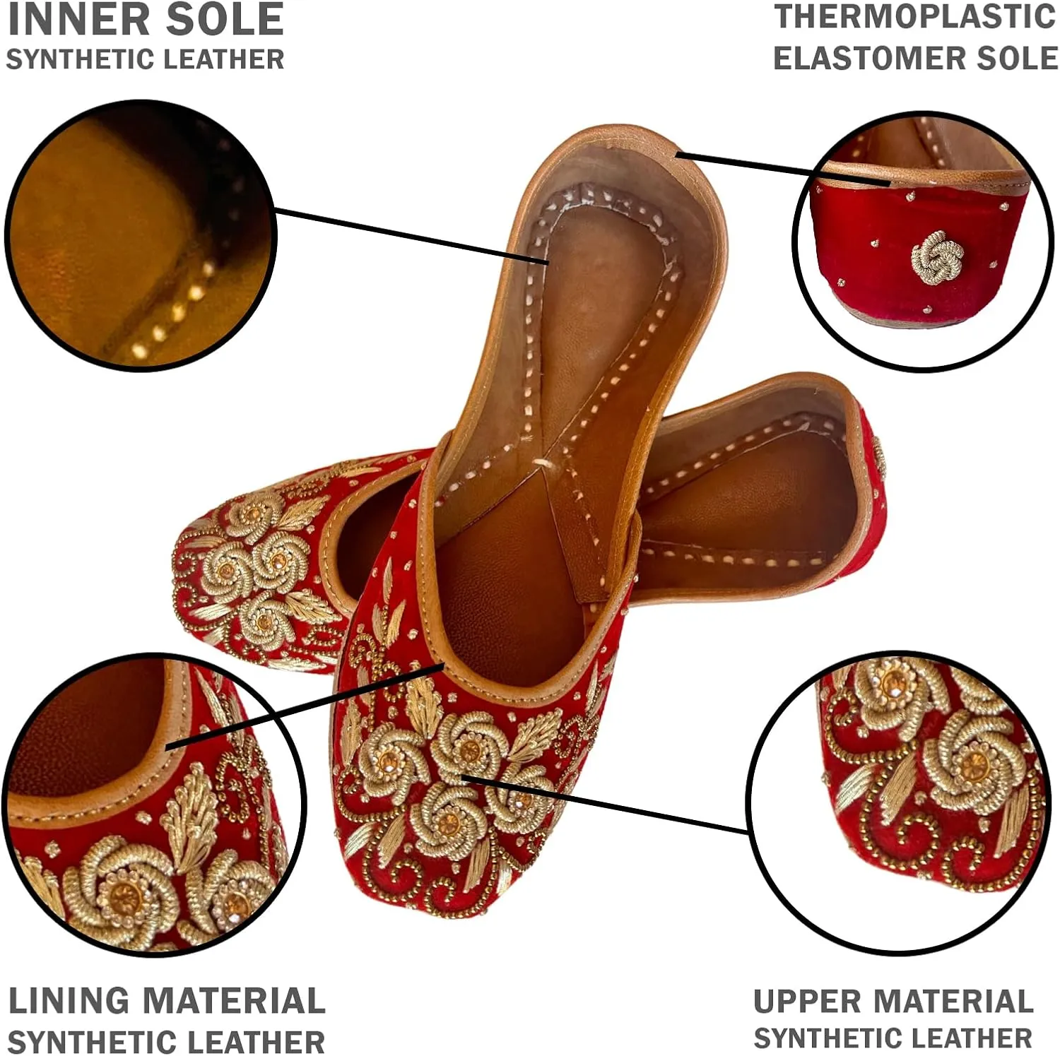 Indian Traditional Flats for Women Dressy Comfortable - Phulkari Khussa, Handmade Punjabi Jutti Ethnic Moajris for Casual & Festive Occasions