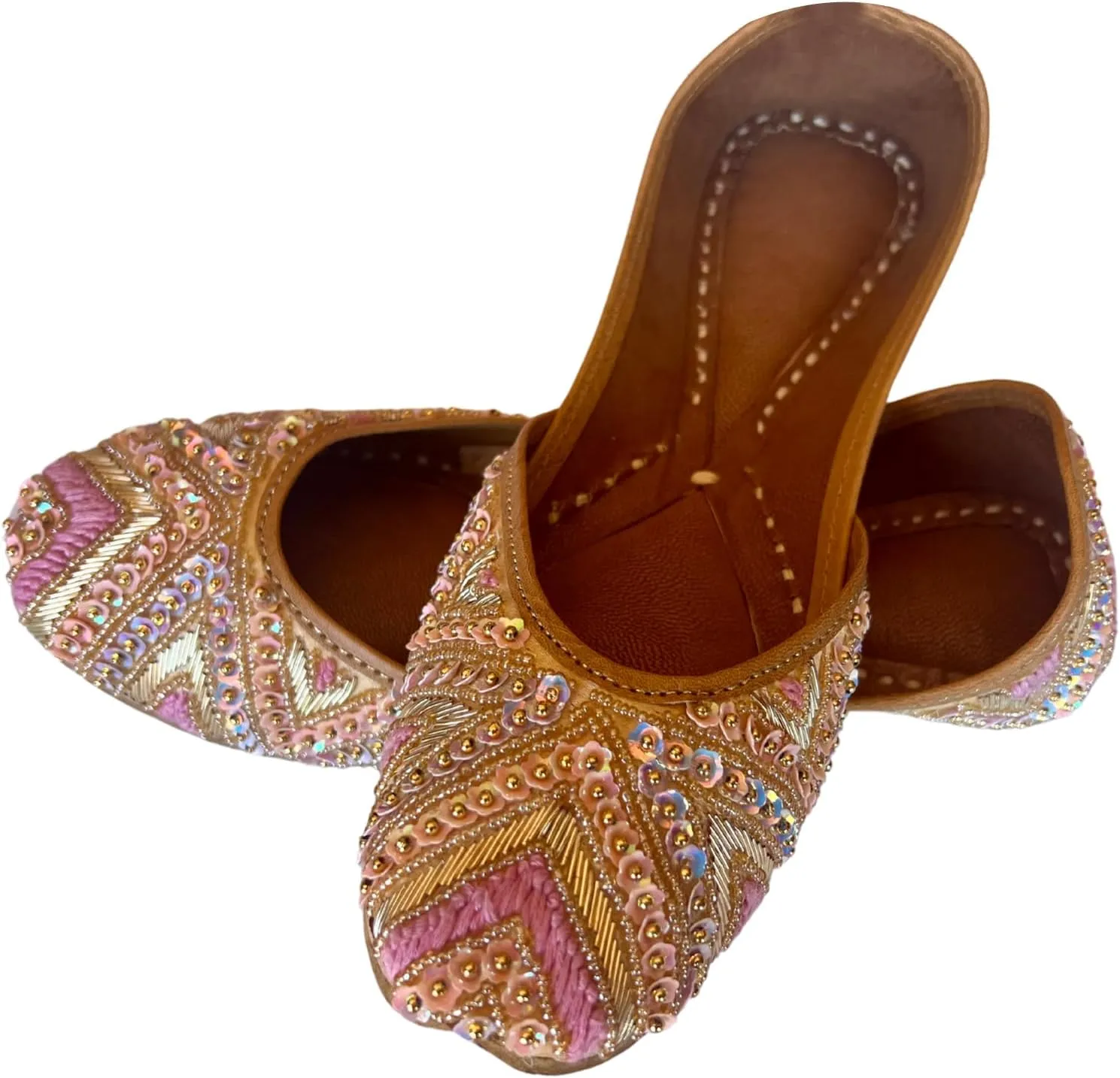 Indian Traditional Flats for Women Dressy Comfortable - Phulkari Khussa, Handmade Punjabi Jutti Ethnic Moajris for Casual & Festive Occasions
