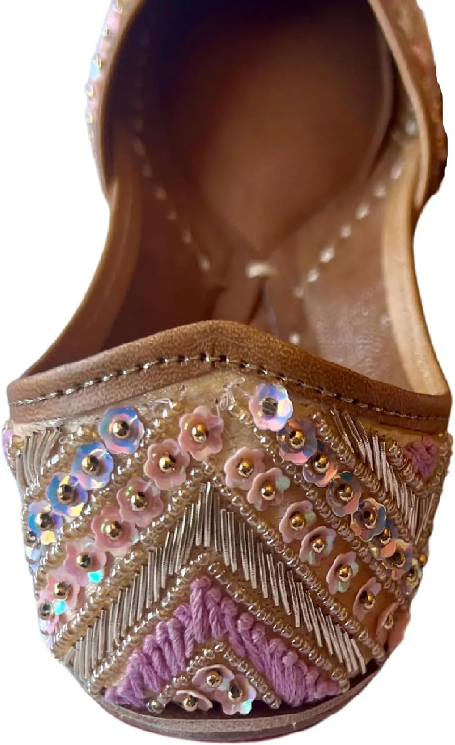 Indian Traditional Flats for Women Dressy Comfortable - Phulkari Khussa, Handmade Punjabi Jutti Ethnic Moajris for Casual & Festive Occasions