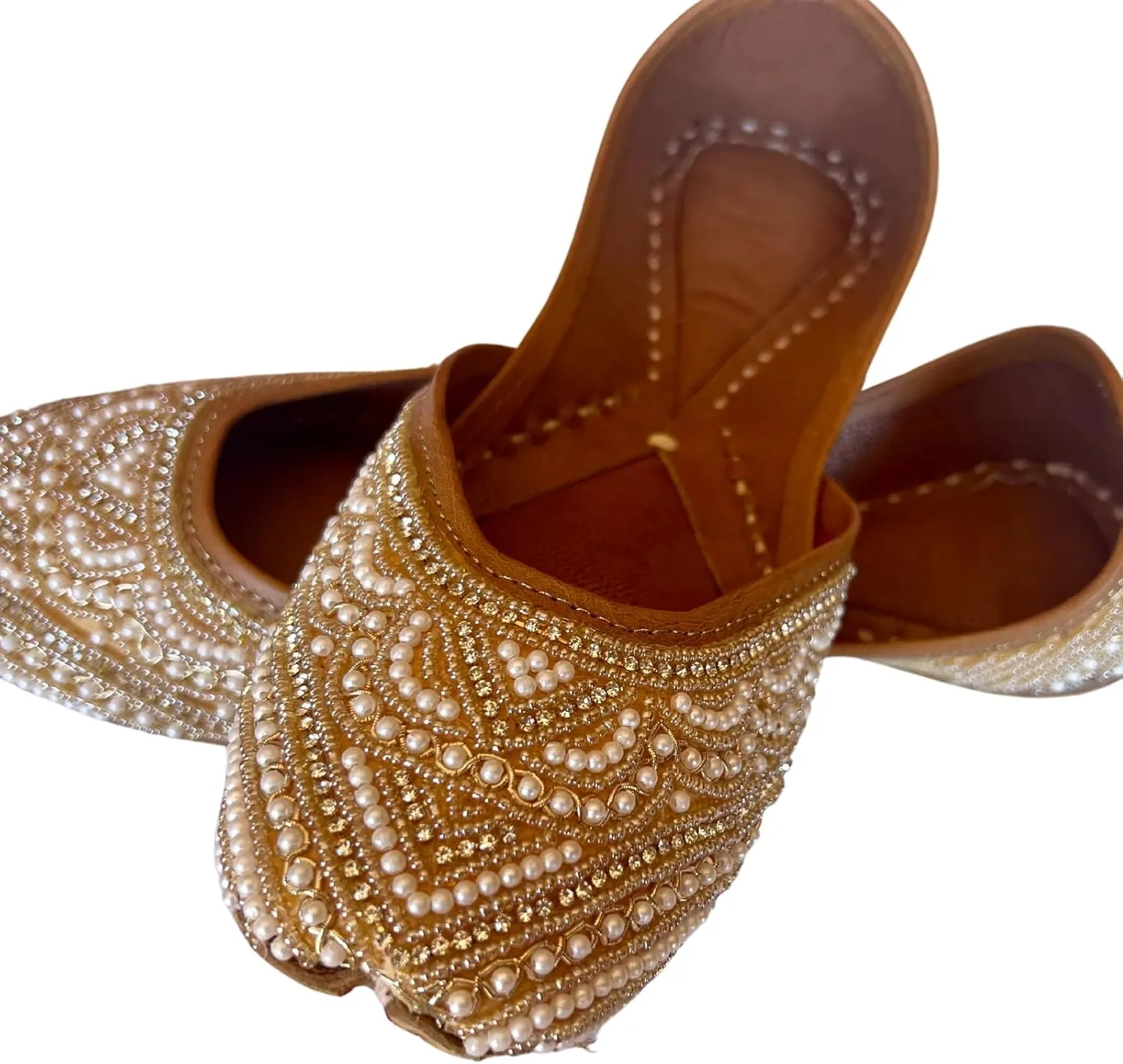 Indian Traditional Flats for Women Dressy Comfortable - Phulkari Khussa, Handmade Punjabi Jutti Ethnic Moajris for Casual & Festive Occasions
