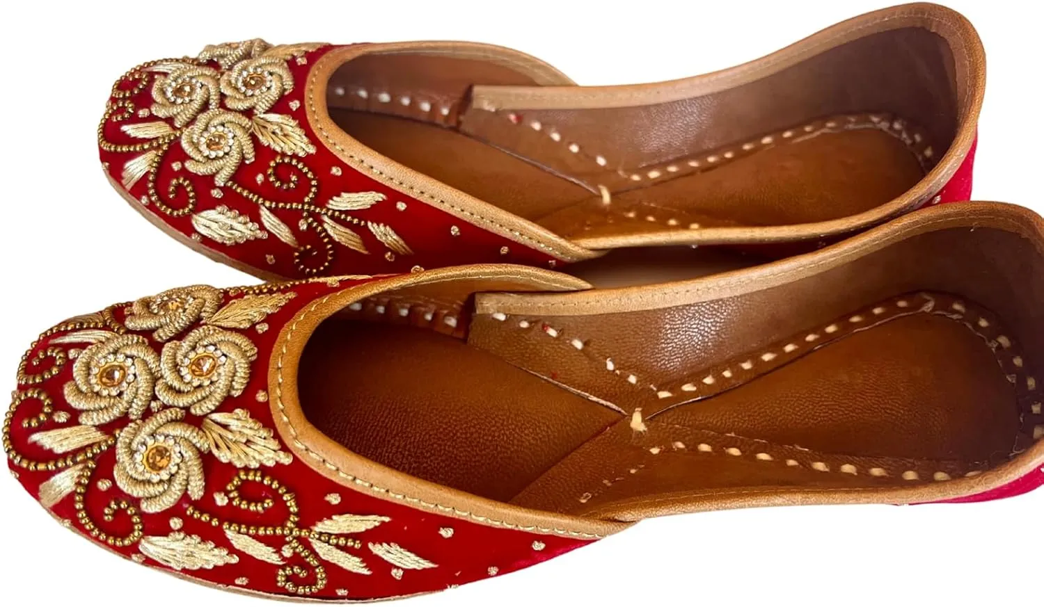 Indian Traditional Flats for Women Dressy Comfortable - Phulkari Khussa, Handmade Punjabi Jutti Ethnic Moajris for Casual & Festive Occasions