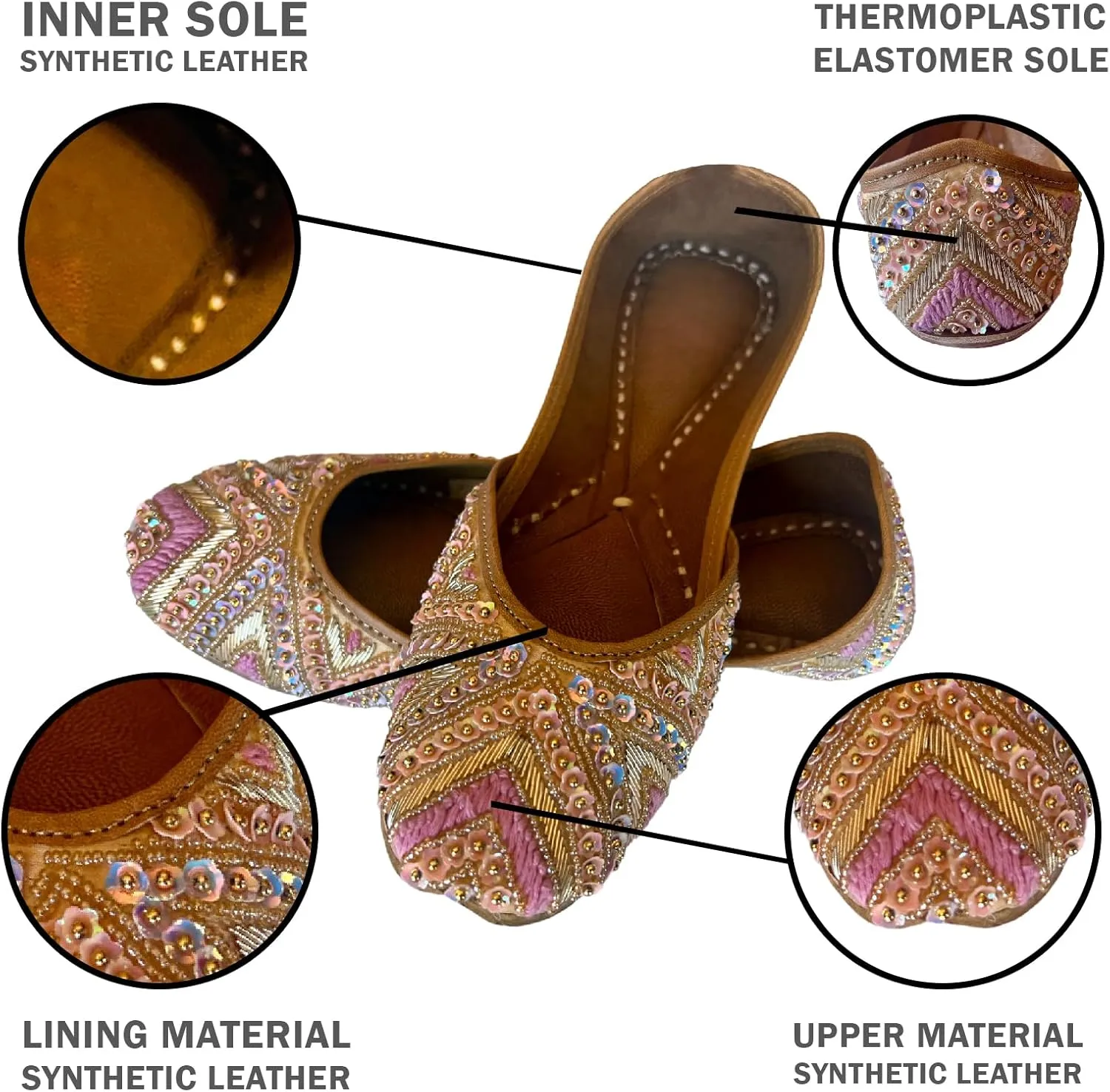 Indian Traditional Flats for Women Dressy Comfortable - Phulkari Khussa, Handmade Punjabi Jutti Ethnic Moajris for Casual & Festive Occasions