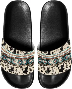 INSTANTARTS Women's Slide Sandals Non-slip Comfortable Bathroom Shower Slippers Slip-on Flip Flops