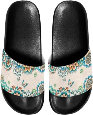 INSTANTARTS Women's Slide Sandals Non-slip Comfortable Bathroom Shower Slippers Slip-on Flip Flops
