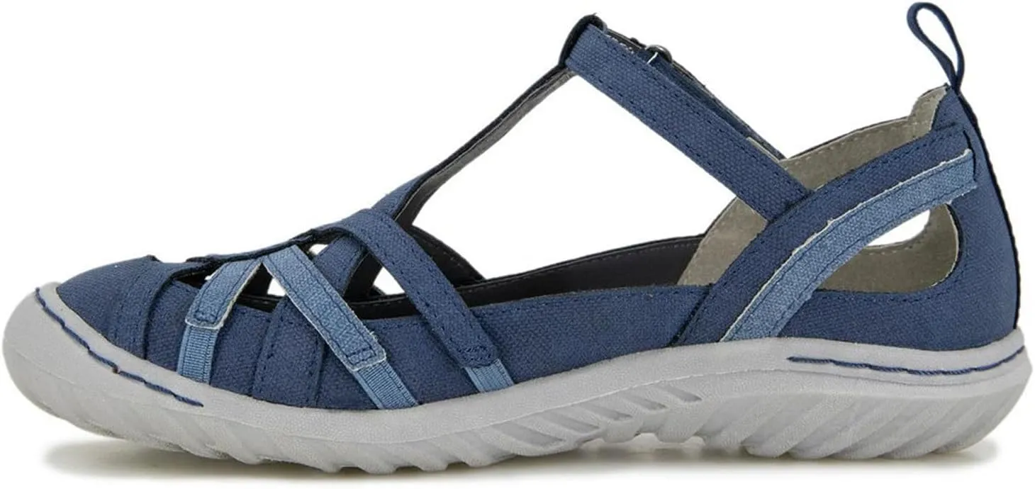 JBU Womens Dove T-Strap Flats Casual - Black