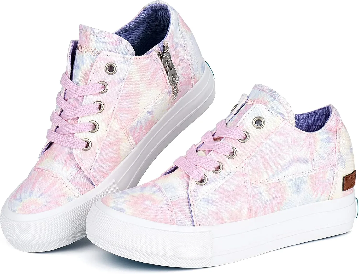 JENN ARDOR Wedge Sneakers for Women Fashion Canvas Shoes Casual Platform Hidden Heel Womens Slip On Sneaker Non Slip Side Zipper