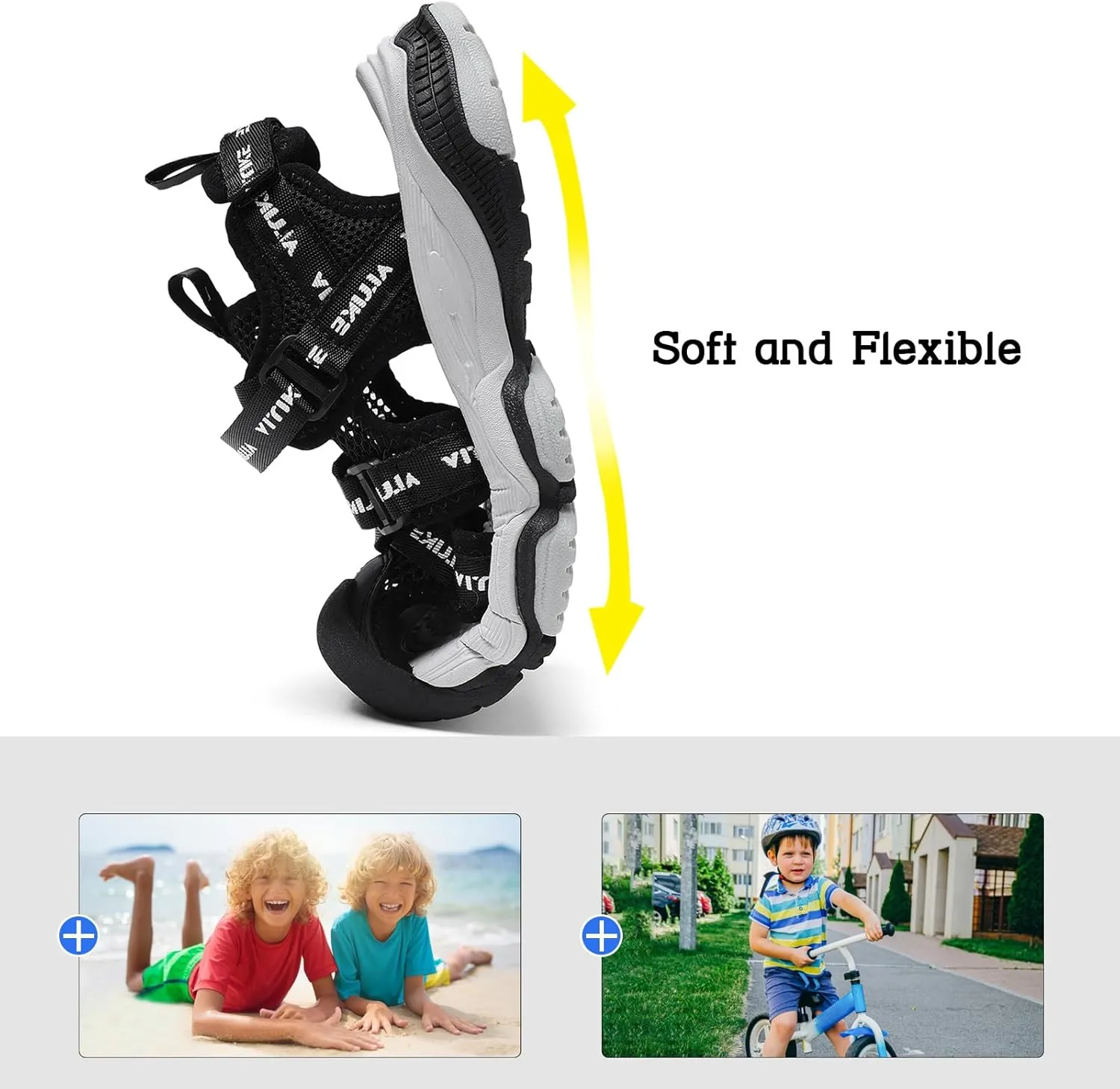 JMFCHI Boys Girls Sports Sandals Summer Kids Closed Toe Outdoor Sandals Athletic Water Shoes Sandals Child Pool Beach Sandals Quick Drying Slip Resistant