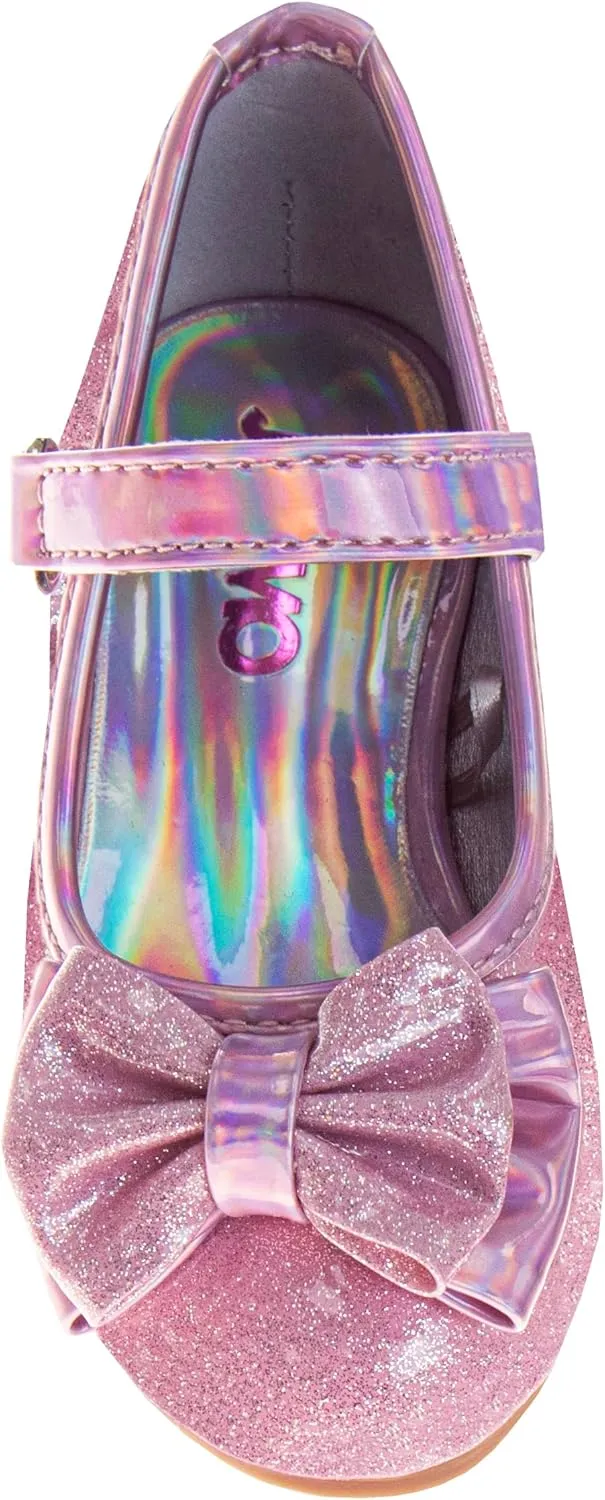 Josmo Girls Sparkly Dress Bow Sandals - Formal Party Wear Shoes