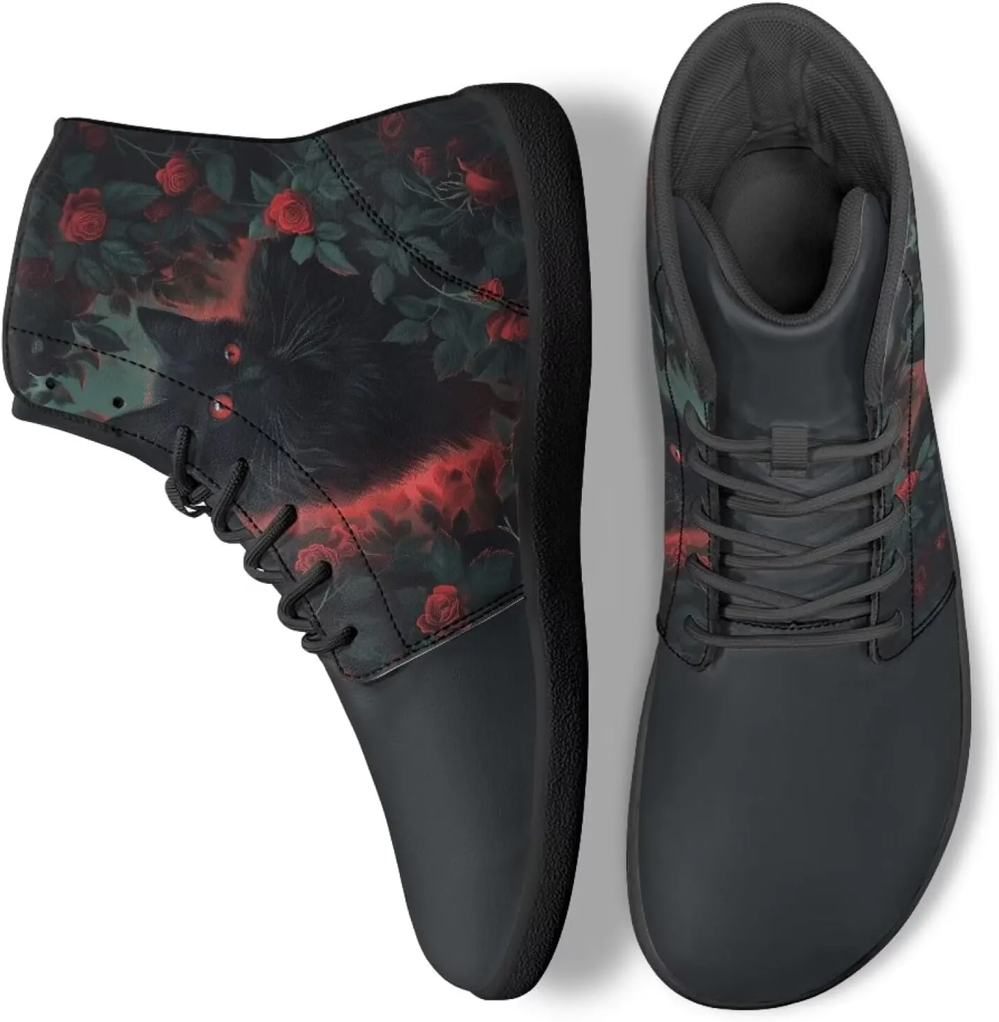 JoyLamoria Unisex High Top Sneakers Mandala Style Leather Shoes Lace-up Comfortable Casual Fashion Sneakers