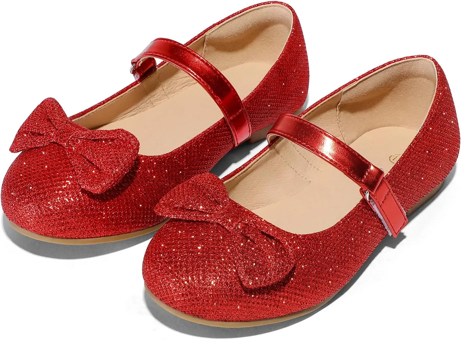 K KomForme Girl's Ballet Flats Non-Slip Soft Mary Jane Walking Party Dress Shoes for Toddler/Little Kid/Big Kid