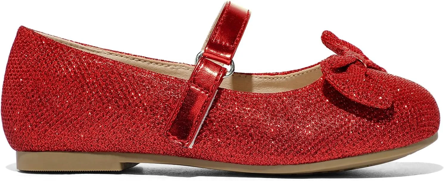 K KomForme Girl's Ballet Flats Non-Slip Soft Mary Jane Walking Party Dress Shoes for Toddler/Little Kid/Big Kid
