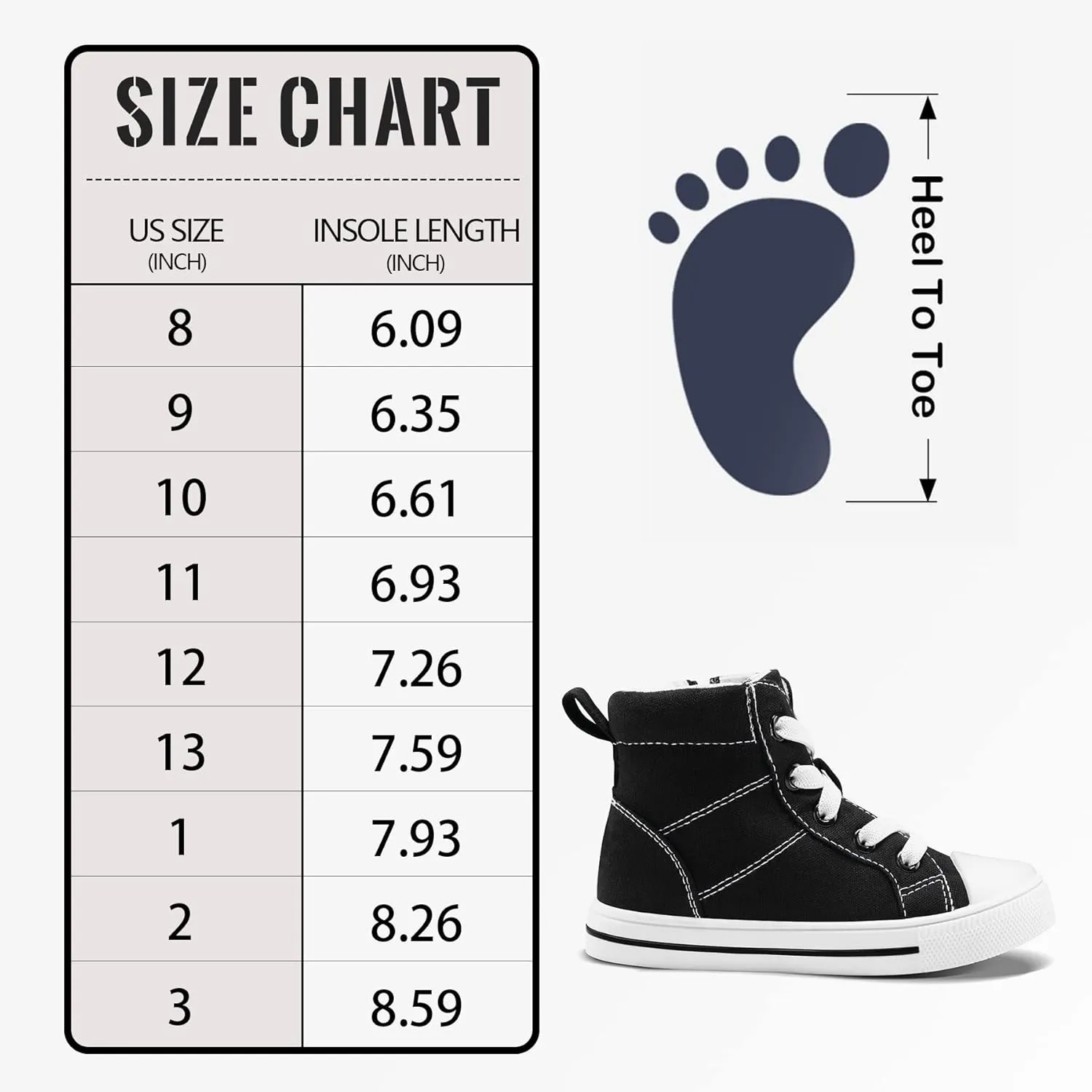 K KomForme Kids Sneakers for Boys and Girls Toddler Canvas High Top Walking Causal Shoes with Zipper