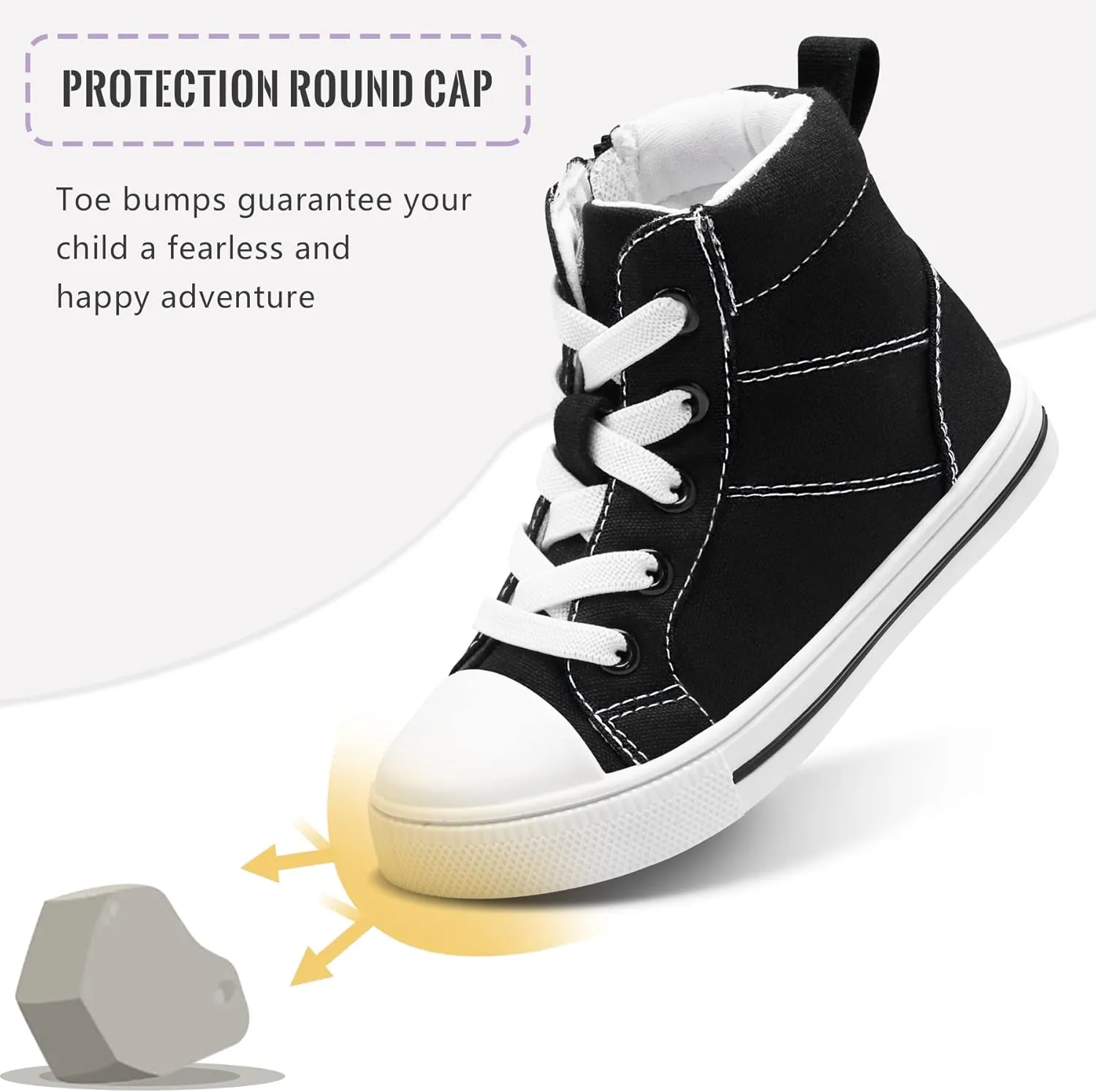 K KomForme Kids Sneakers for Boys and Girls Toddler Canvas High Top Walking Causal Shoes with Zipper