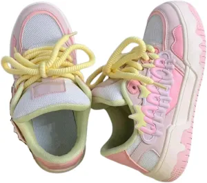 Kawaii Platform Shoes - Chunky Sneakers for Women, Breathable Mesh Platform Shoes, Aesthetic Shoes, Alphabet Elements