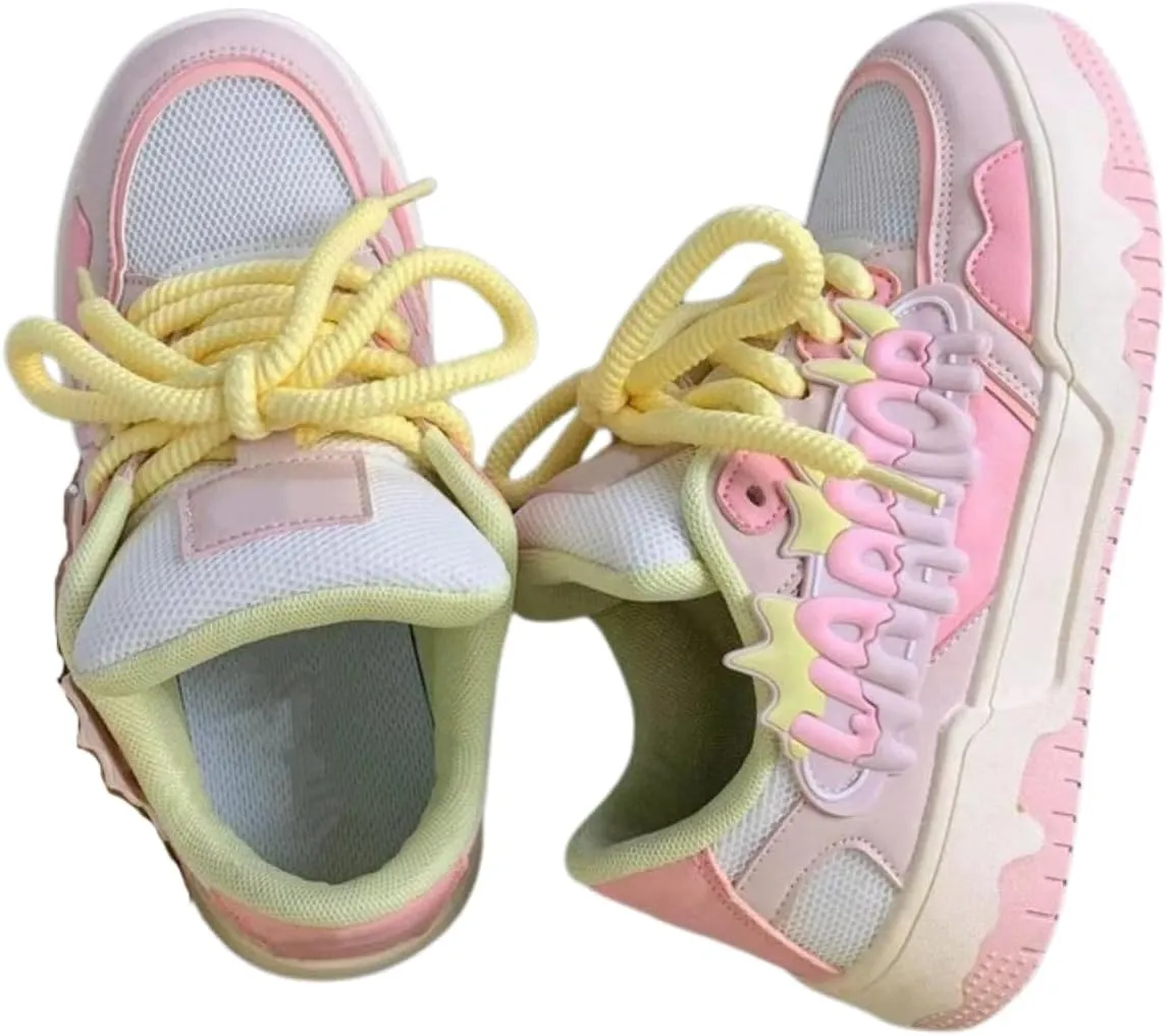 Kawaii Platform Shoes - Chunky Sneakers for Women, Breathable Mesh Platform Shoes, Aesthetic Shoes, Alphabet Elements
