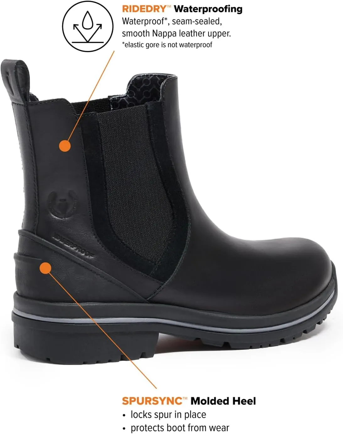 Kerrits Coachella Pull On Waterproof Barn Boot – Easy Care, Slip-On Leather Barn Work Boots, Wide Footbed, 1" Heel