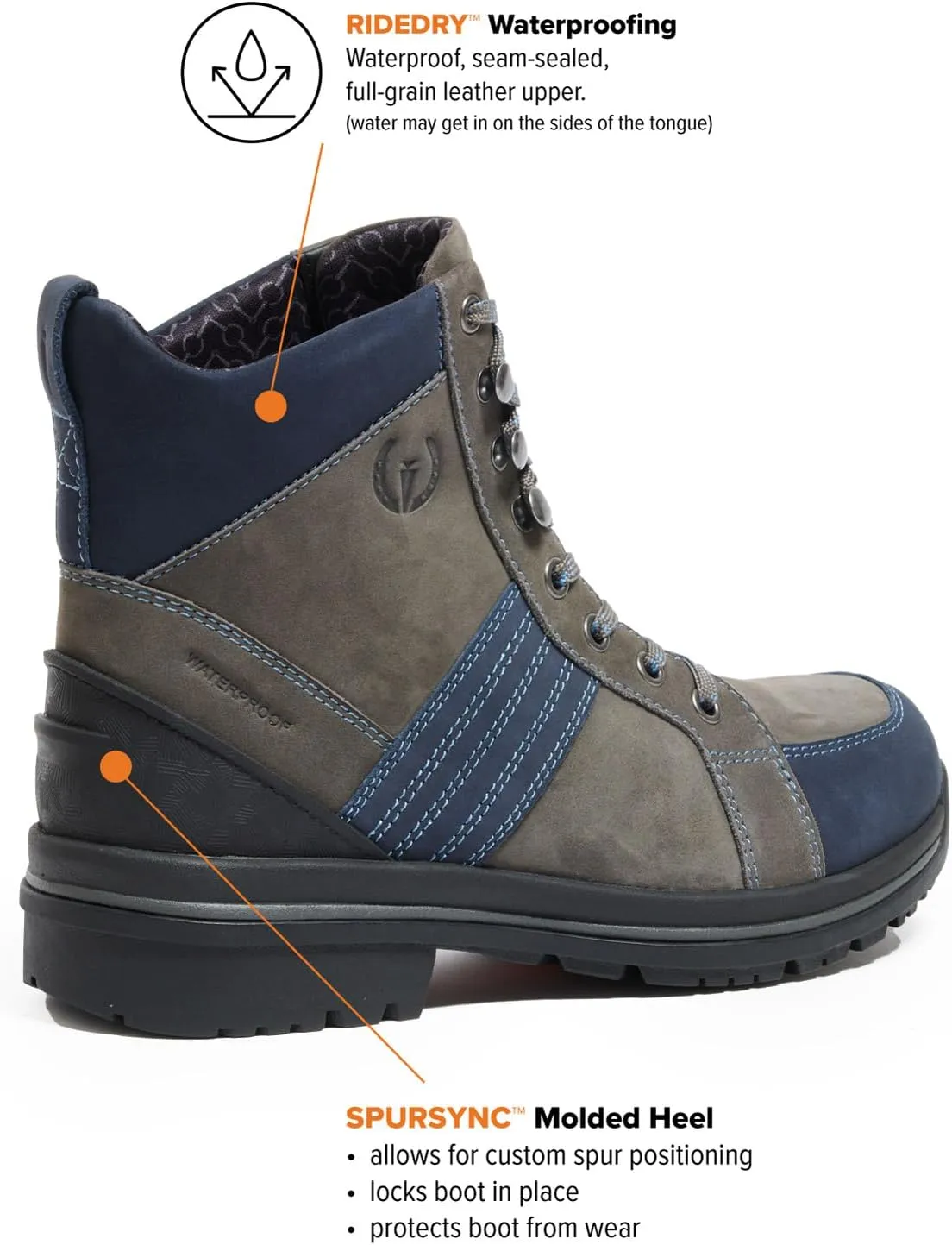 Kerrits Trail Blazer Lace Up Waterproof Barn Boot – Women's Leather Horse Riding & Hiking Boots, Wide Footbed, 1" Heel