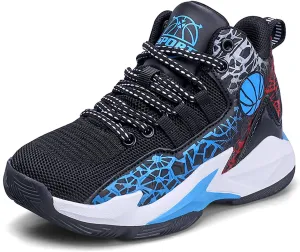 Kids Basketball Shoes High-top Sports Shoes Boys Sneakers Durable Lace-up Non-Slip Running Shoes Secure for Little Kids Big Kids