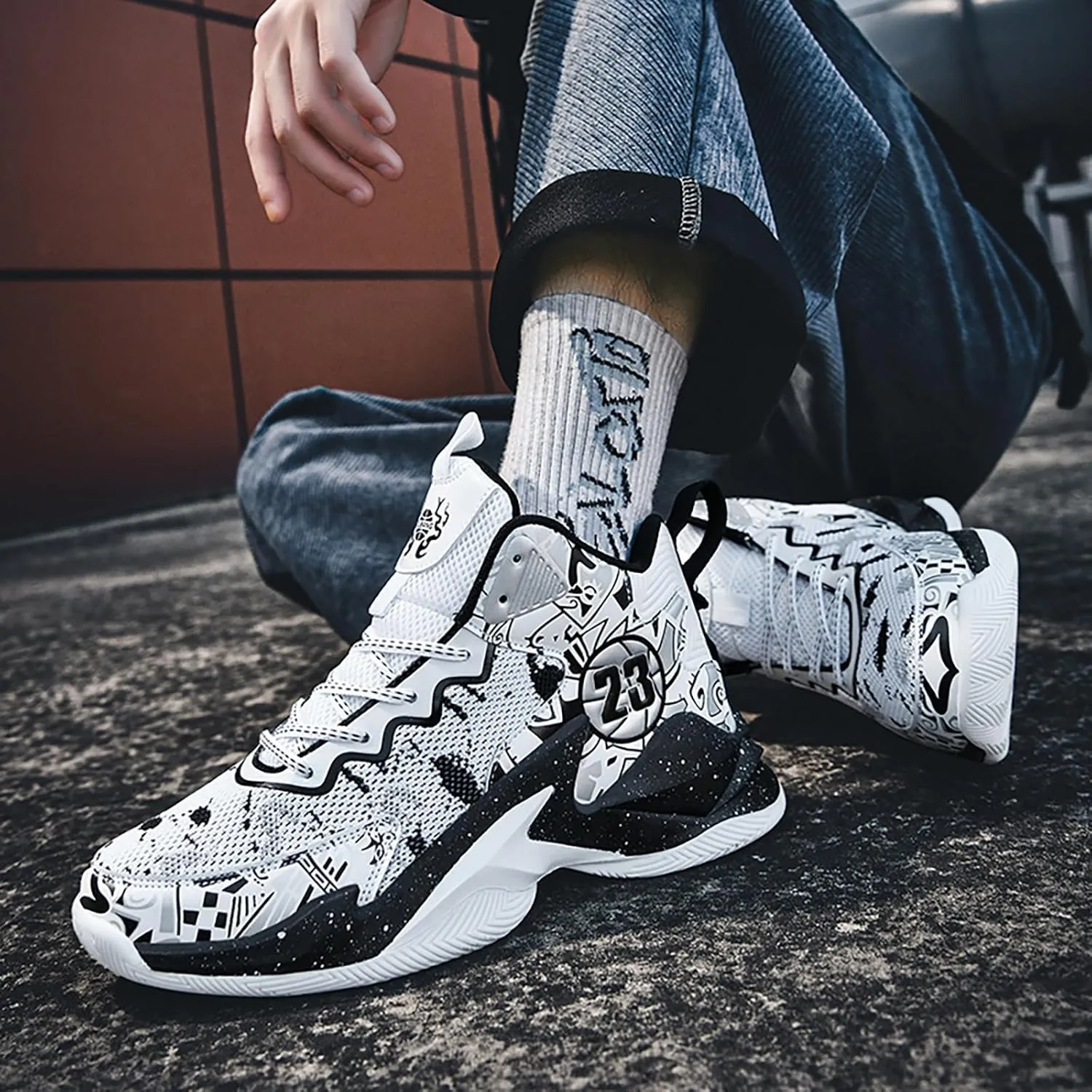 Kids Basketball Shoes High Top Youth Fashion Sneakers Girls Casual Sports Basketball Shoes Breathable Comfortable Boys Sneakers for Big Kids