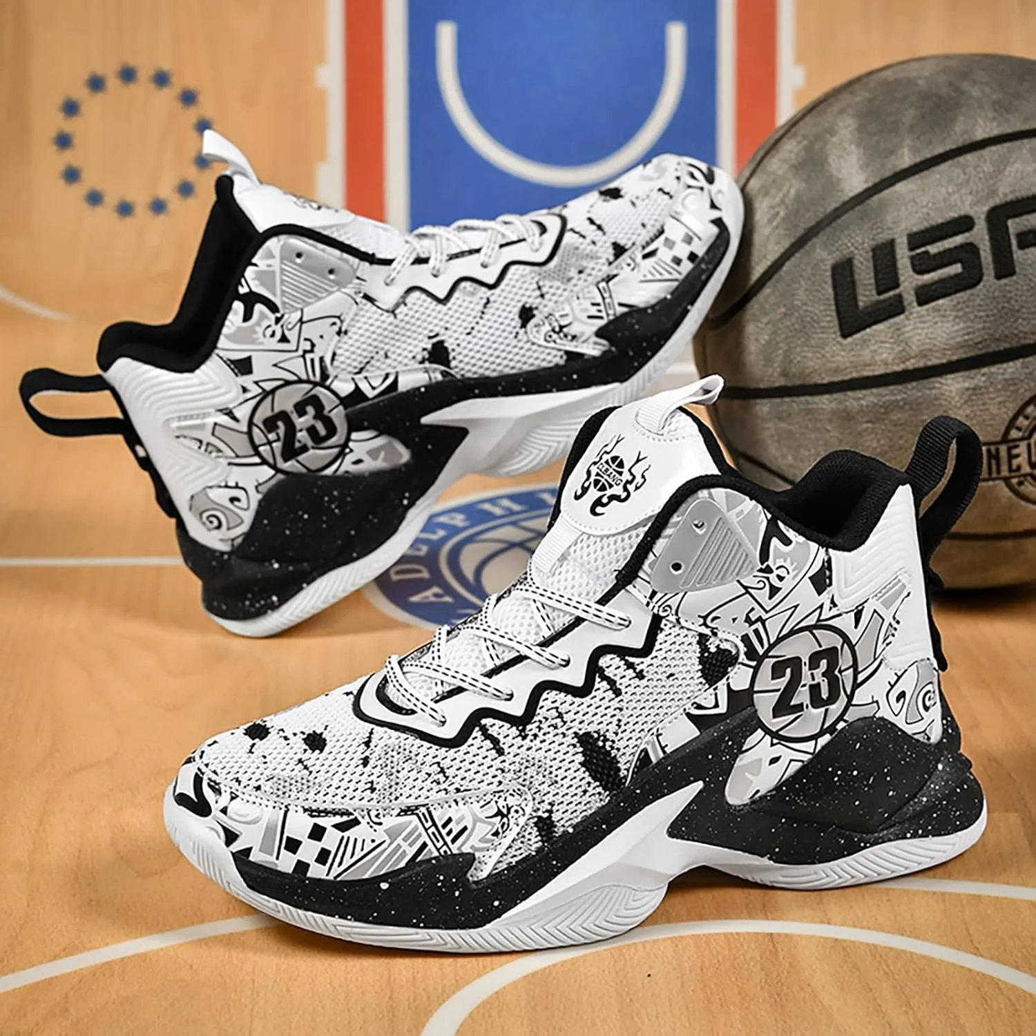 Kids Basketball Shoes High Top Youth Fashion Sneakers Girls Casual Sports Basketball Shoes Breathable Comfortable Boys Sneakers for Big Kids