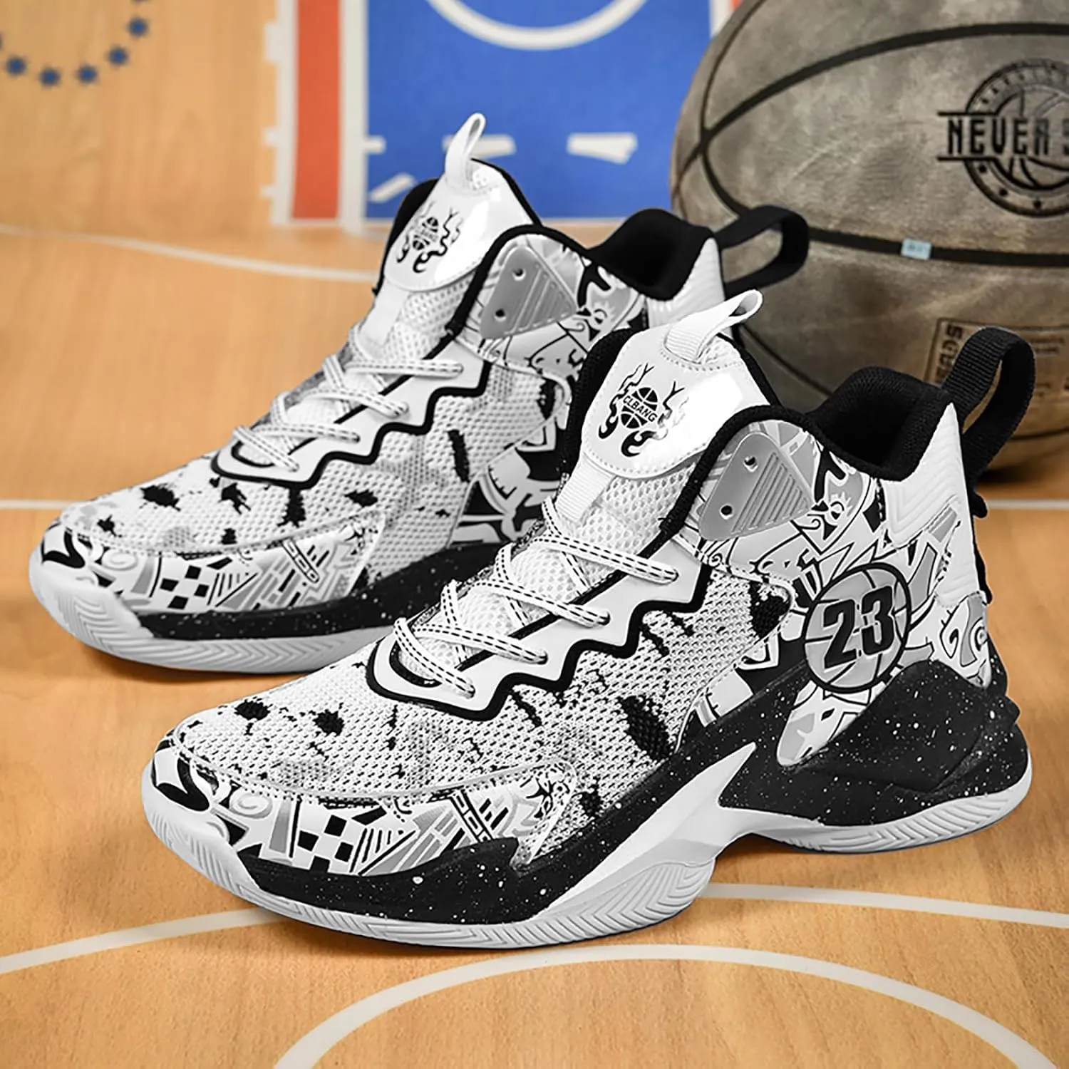 Kids Basketball Shoes High Top Youth Fashion Sneakers Girls Casual Sports Basketball Shoes Breathable Comfortable Boys Sneakers for Big Kids