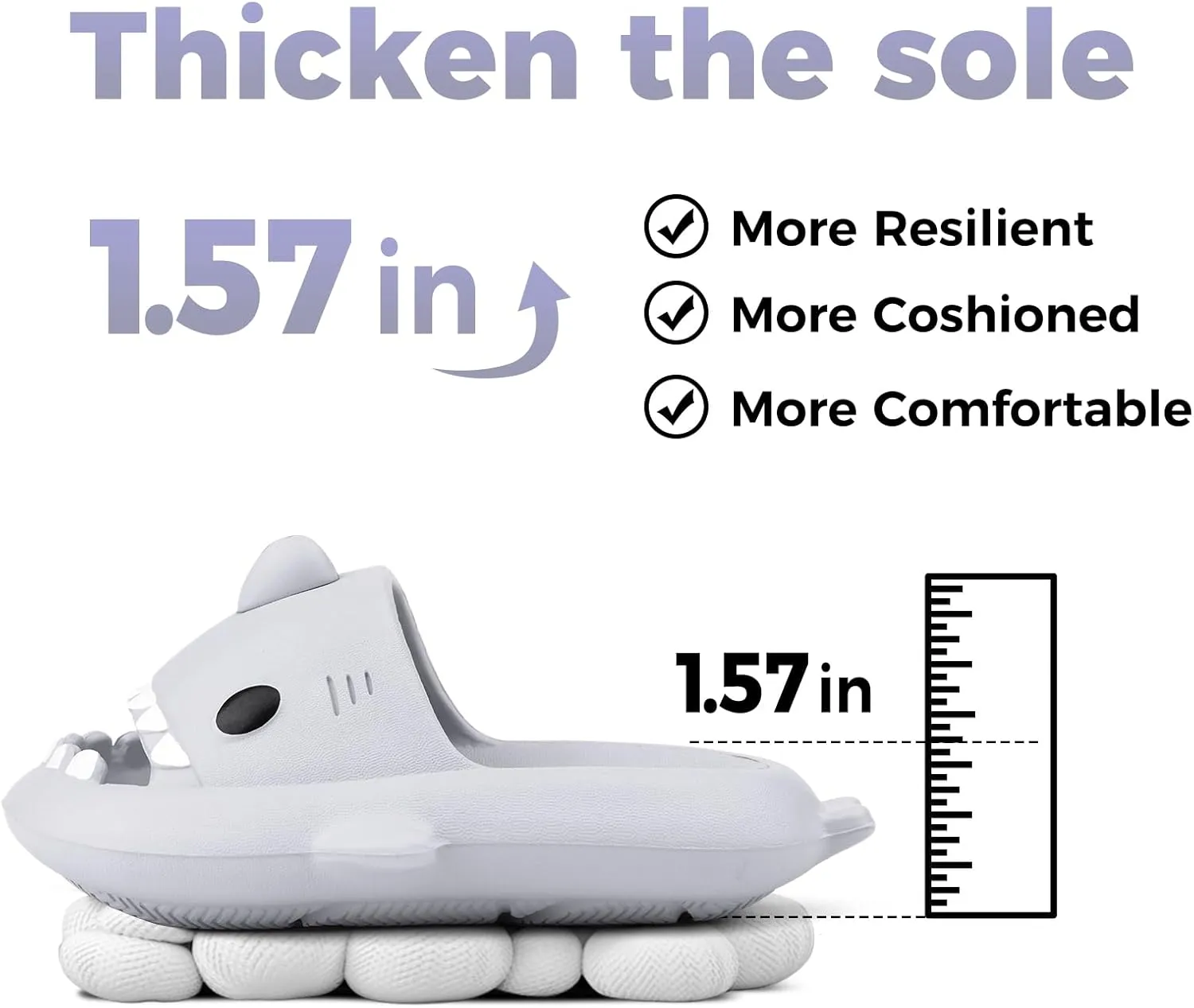 Kids Shark Slides丨Pillow Shower Sandals Quick Dry Slippers丨Toddler Boys Girls Comfy Cloud Slides丨Summer Non-Slip Thick Sole Beach Pool shoes
