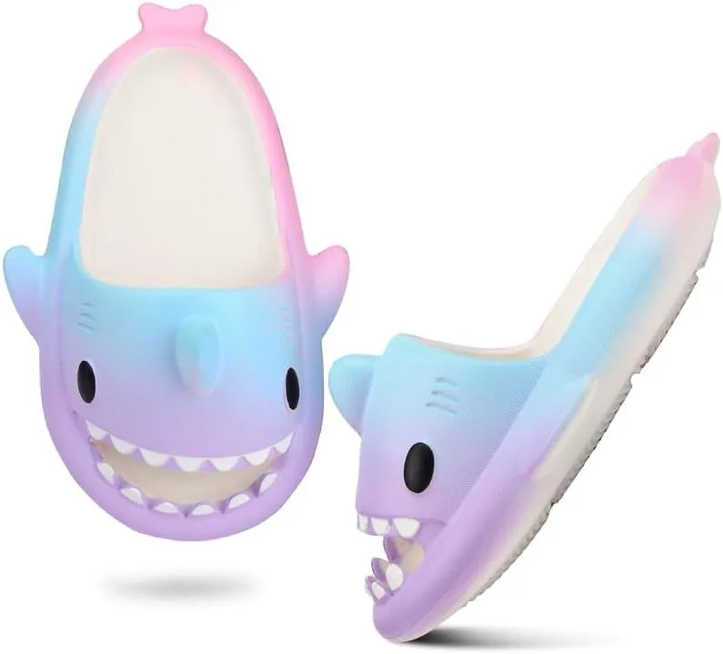 Kids Shark Slides丨Pillow Shower Sandals Quick Dry Slippers丨Toddler Boys Girls Comfy Cloud Slides丨Summer Non-Slip Thick Sole Beach Pool shoes