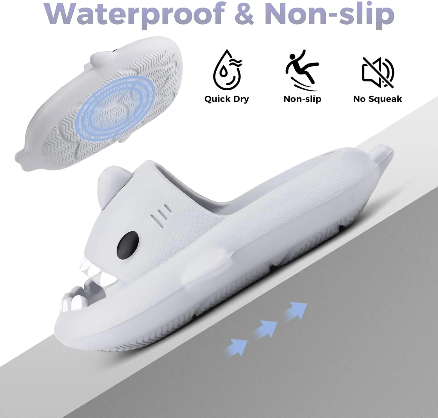 Kids Shark Slides丨Pillow Shower Sandals Quick Dry Slippers丨Toddler Boys Girls Comfy Cloud Slides丨Summer Non-Slip Thick Sole Beach Pool shoes