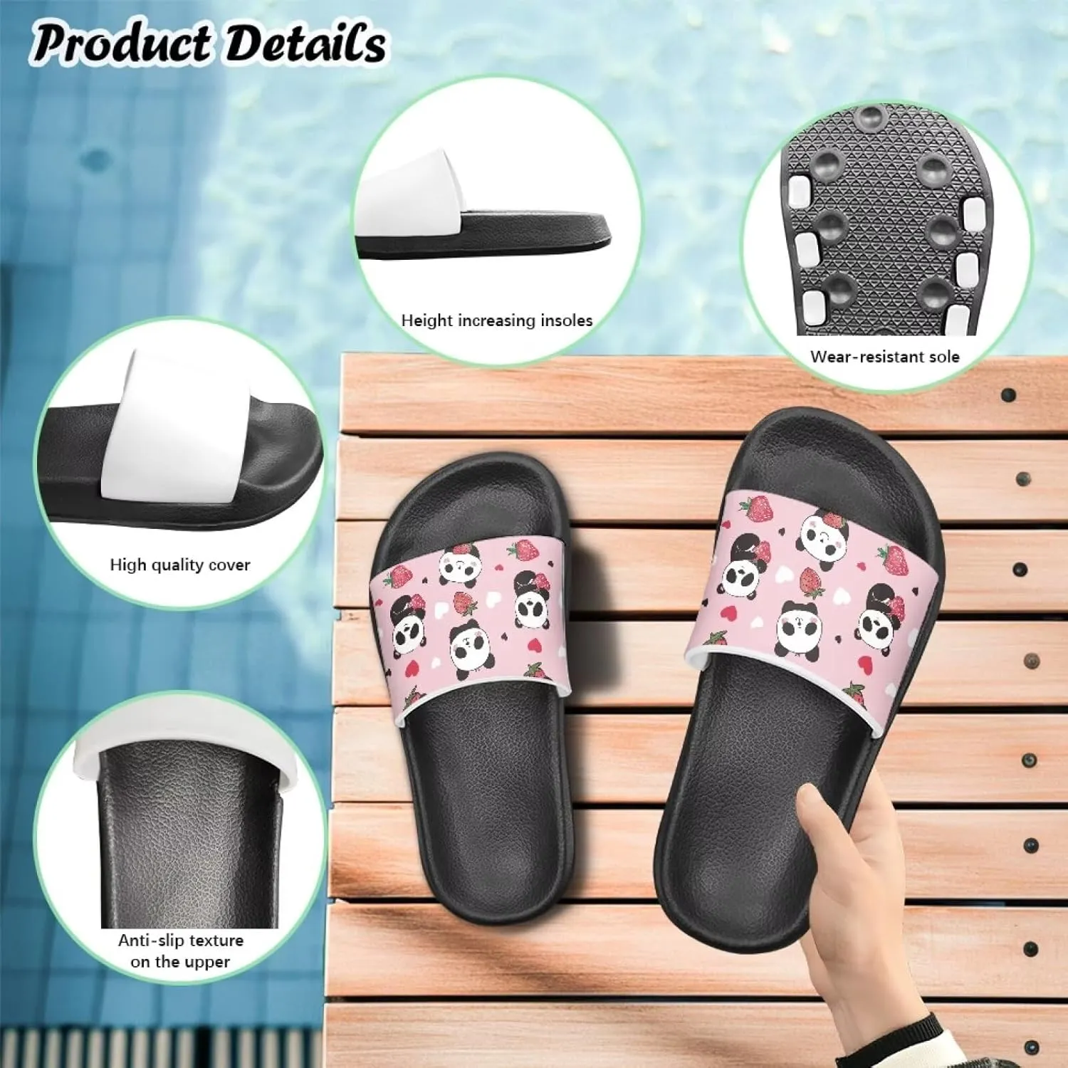 Kids Shower Slides丨Animal Graphic Sandals for Girls丨Quick Drying Bathroom Shower Sandals丨Summer Beach Pool Slippers| Thick Sole Non-Slip