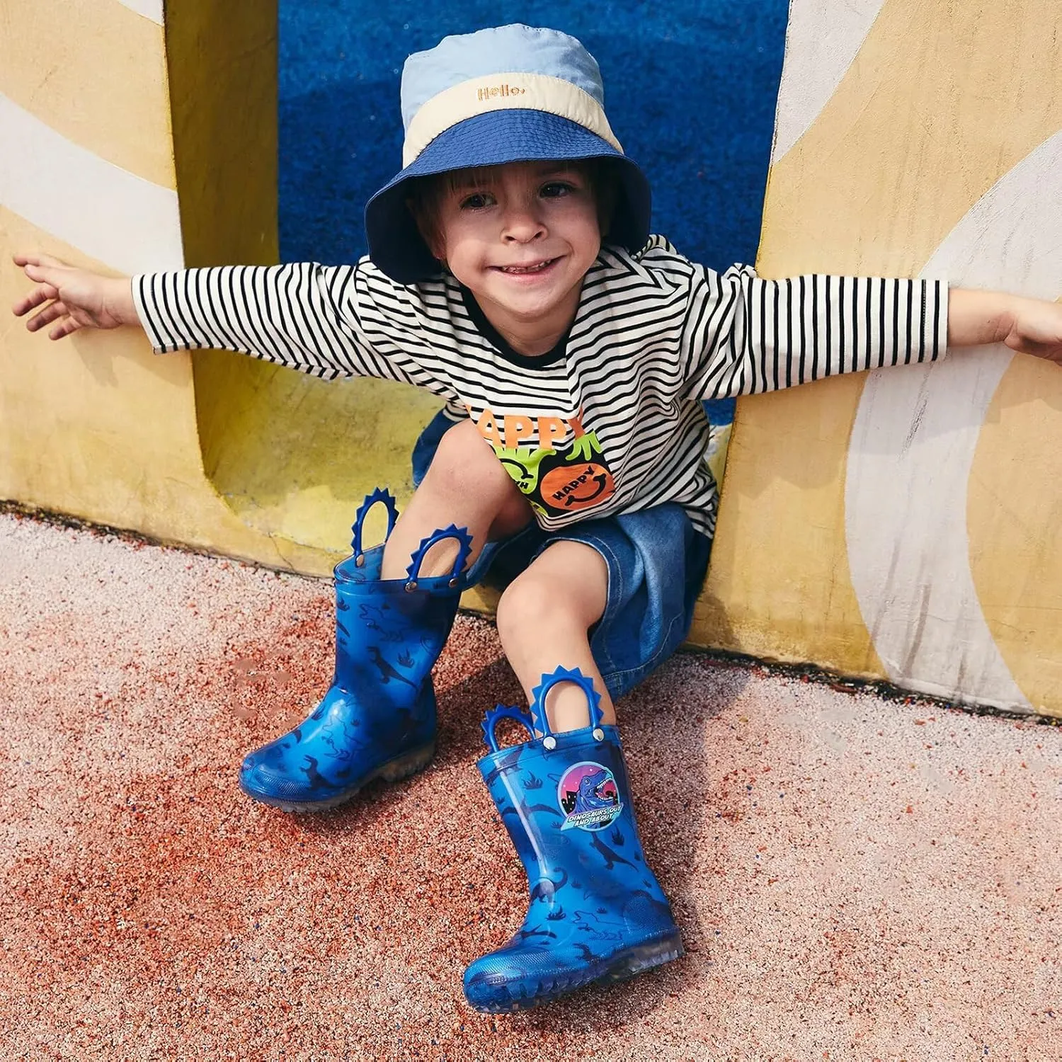 Kids Toddler Rain Boots for Girls Boys Light Up Waterproof Rain Shoes Patterns and Glitter Boot with Easy On Handles
