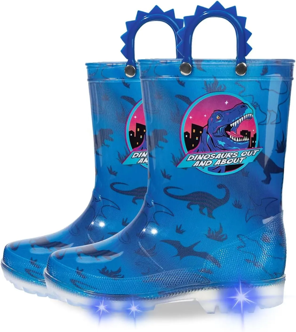 Kids Toddler Rain Boots for Girls Boys Light Up Waterproof Rain Shoes Patterns and Glitter Boot with Easy On Handles