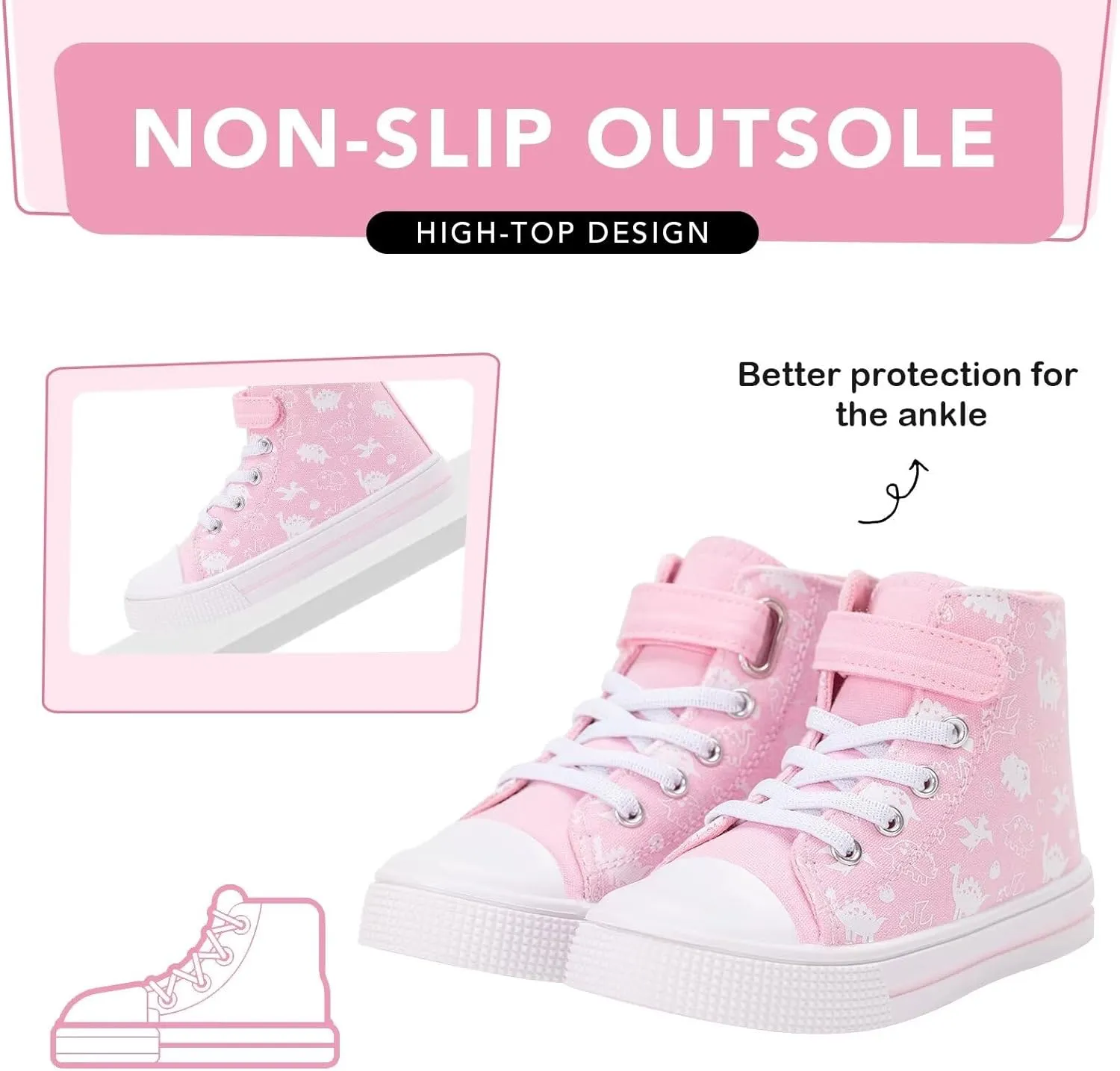 Kids Toddler Sneakers Girls Boys High Top Canvas Shoes Unisex-Child Casual Shoes