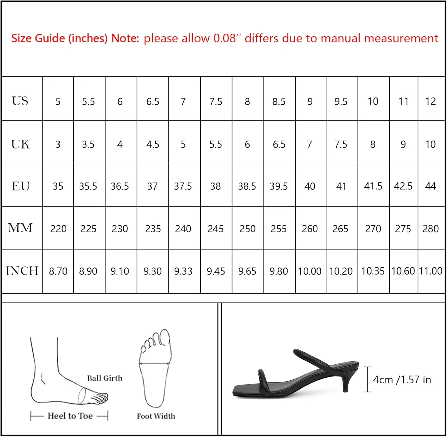 Kitten Heels Women Two Strap Heels Open Square Toe Heeled Sandals Low Heels for Women Slip on Slide Sandals
