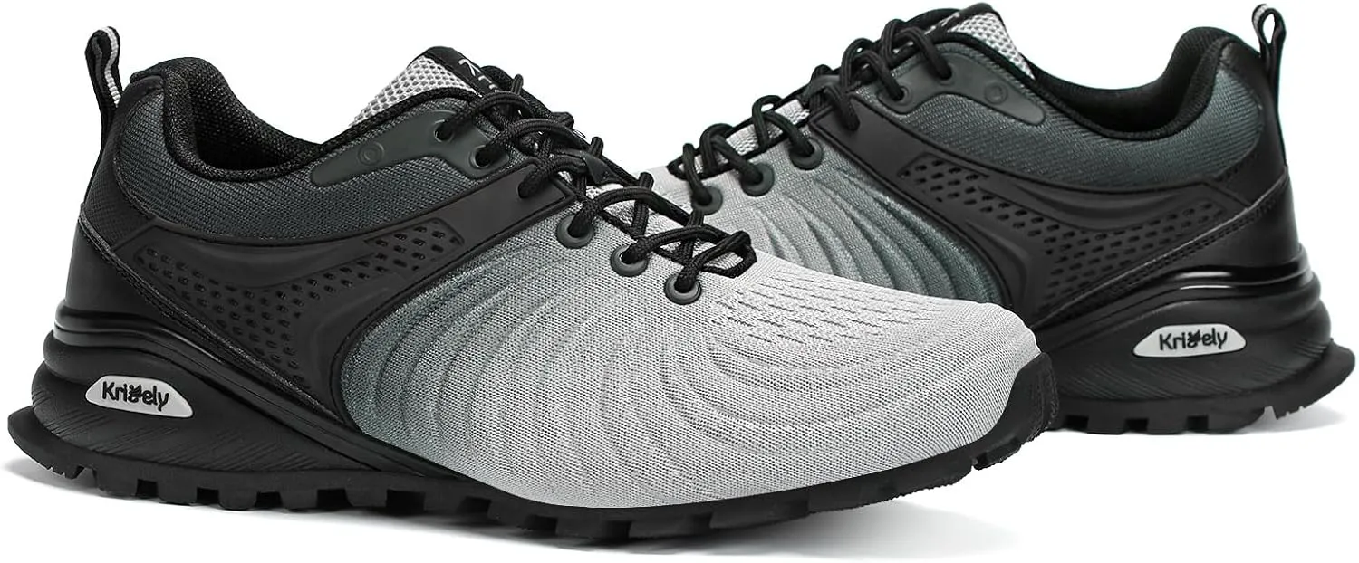 Kricely Men's Walking Shoes Breathable Lightweight Fashion Sneakers Non Slip Sport Gym Jogging Trail Running Shoes