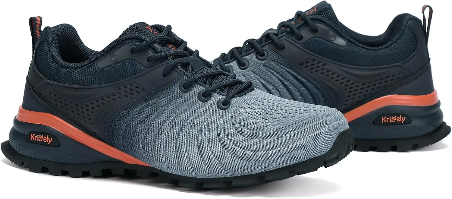 Kricely Men's Walking Shoes Breathable Lightweight Fashion Sneakers Non Slip Sport Gym Jogging Trail Running Shoes