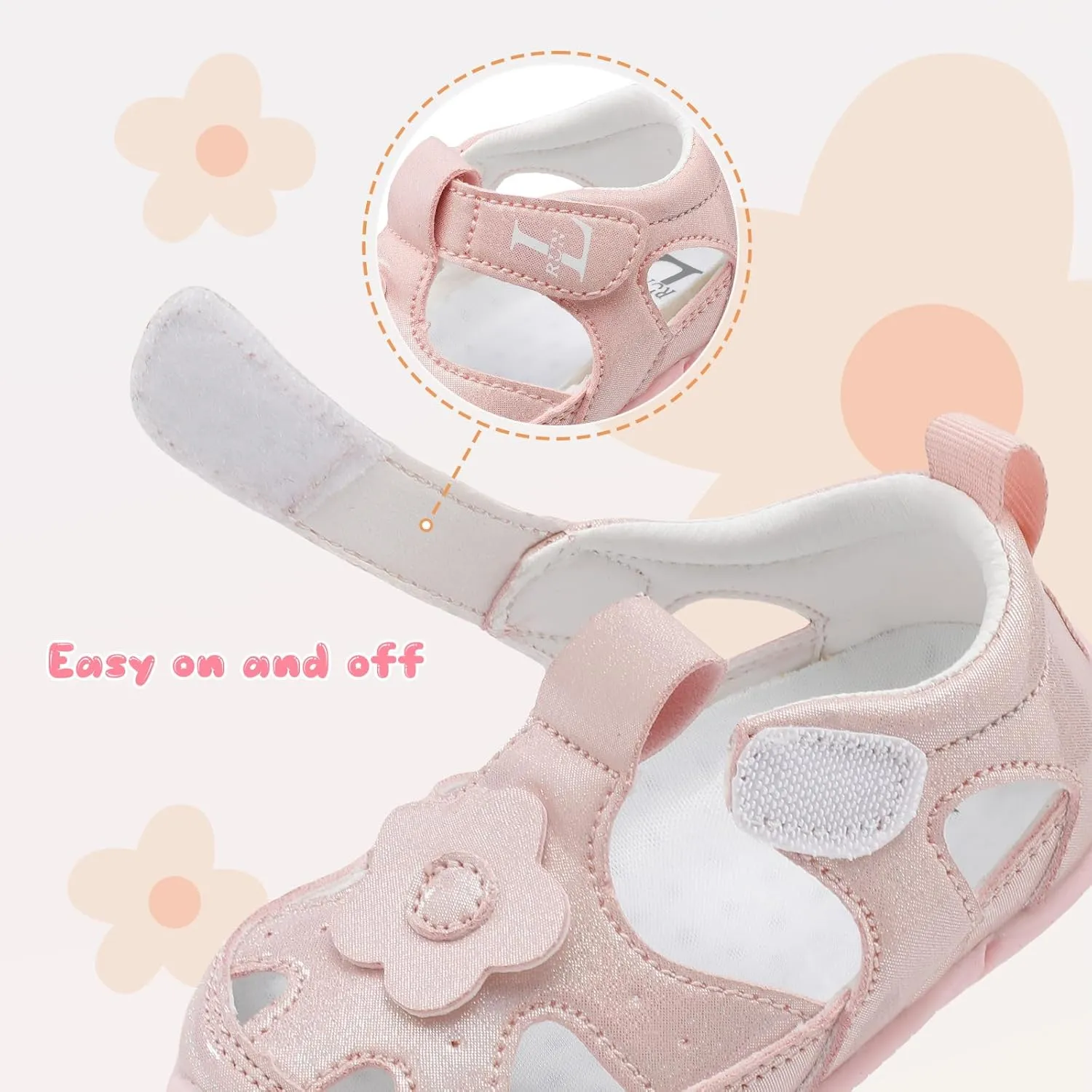L-RUN Toddler Mary Jane Shoes Girls Casual Barefoot Sandals Breathable Princess Dress Flats Non-Slip Rubber Sole Infant First Walker Shoes for Outdoor Indoor