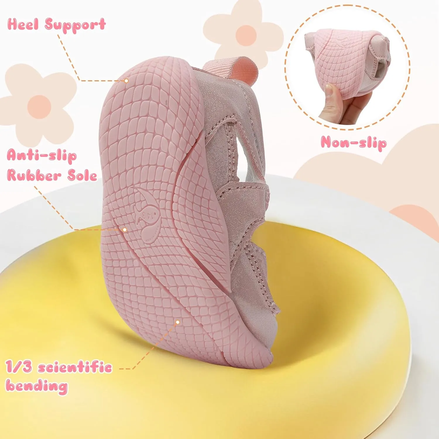 L-RUN Toddler Mary Jane Shoes Girls Casual Barefoot Sandals Breathable Princess Dress Flats Non-Slip Rubber Sole Infant First Walker Shoes for Outdoor Indoor