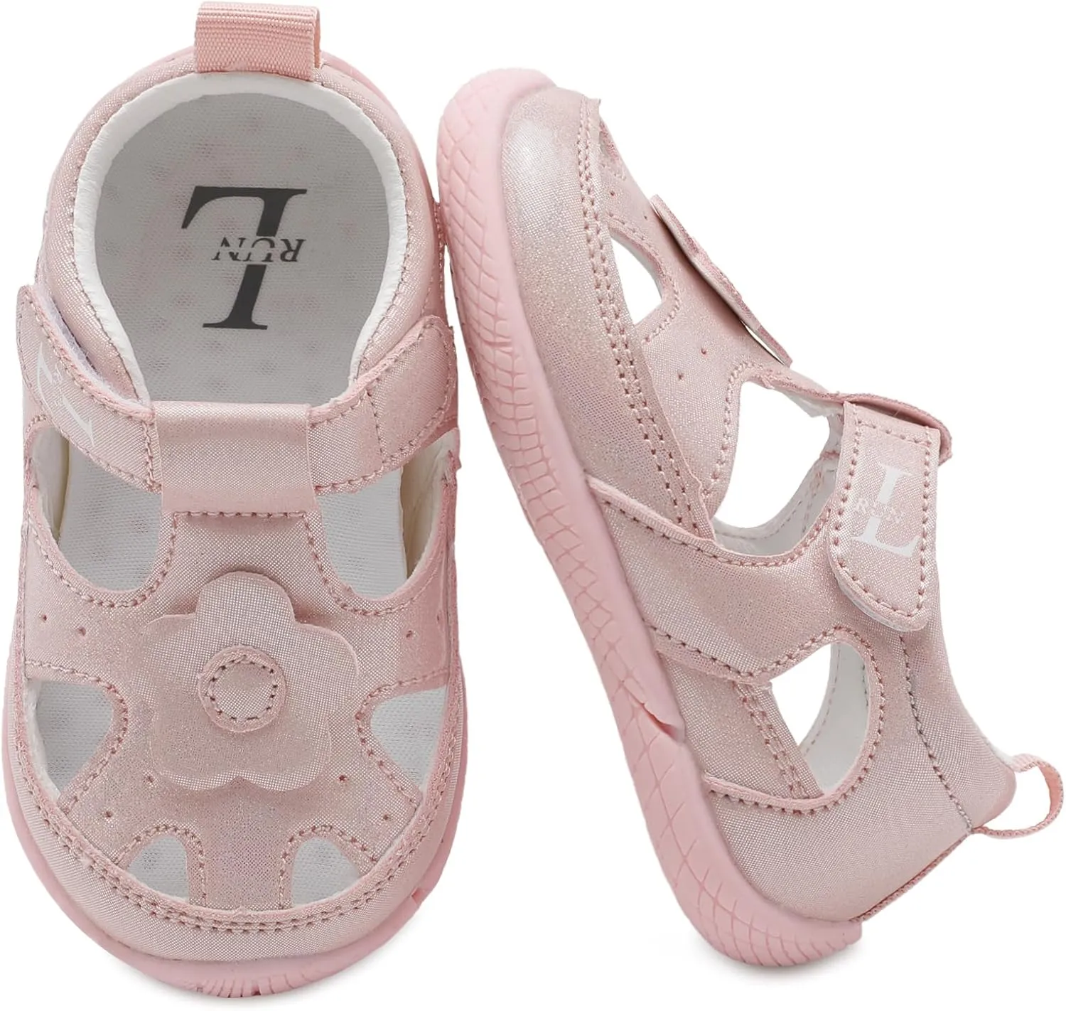 L-RUN Toddler Mary Jane Shoes Girls Casual Barefoot Sandals Breathable Princess Dress Flats Non-Slip Rubber Sole Infant First Walker Shoes for Outdoor Indoor