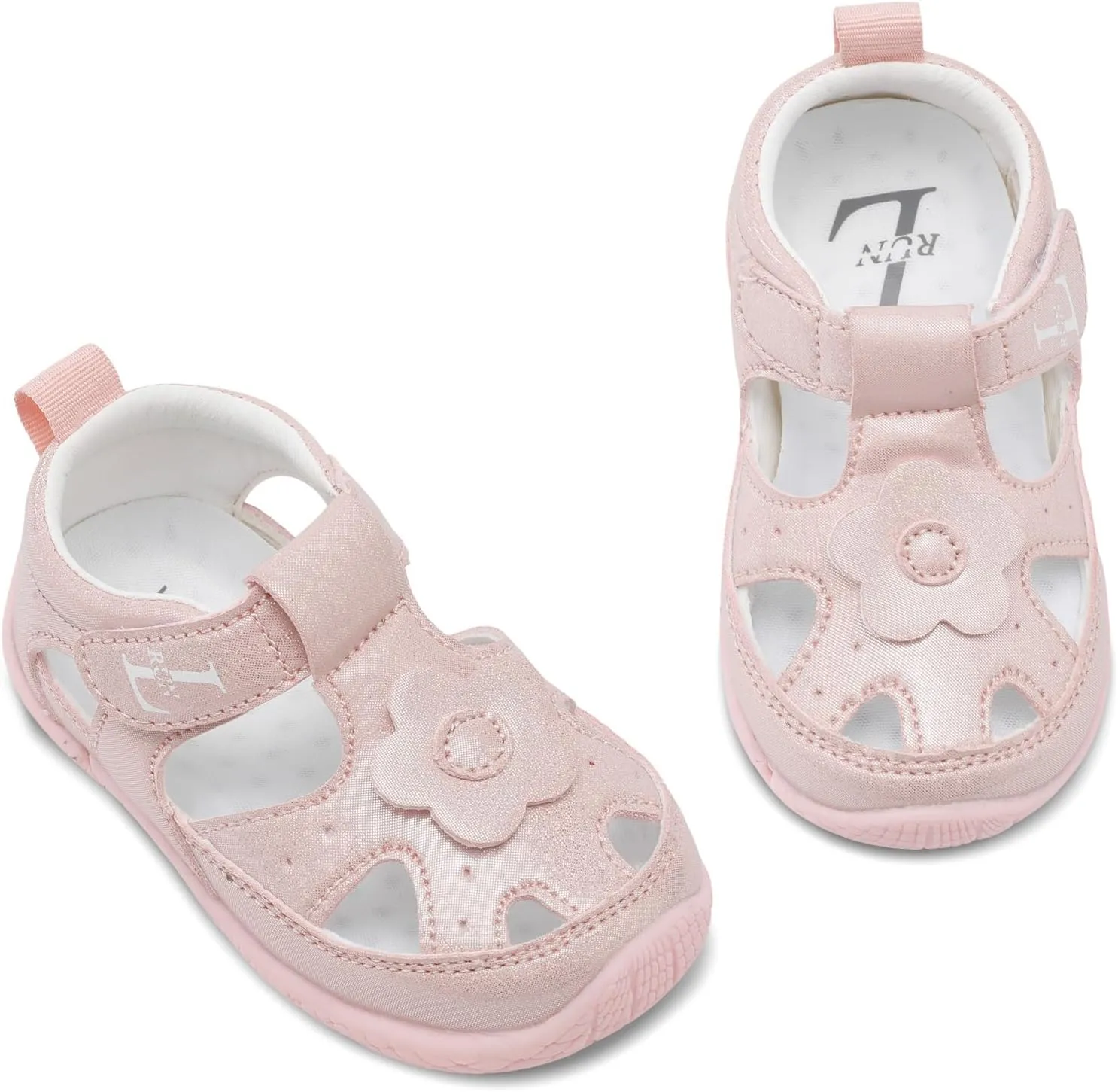 L-RUN Toddler Mary Jane Shoes Girls Casual Barefoot Sandals Breathable Princess Dress Flats Non-Slip Rubber Sole Infant First Walker Shoes for Outdoor Indoor