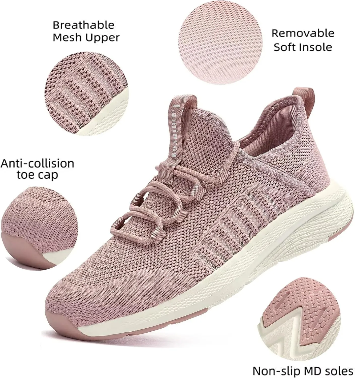 Lamincoa Women Slip on Walking Sneakers Non Slip Running Shoes Lightweight Sport Gym Casual Shoes Workout Tennis Sneakers for Women