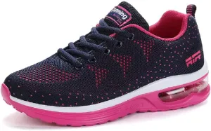 Lamincoa Women's Air Cushion Leisure Shock Sneakers Shoes Anti-Slip Arch Support Insole Trail Running Shoes Fitness Sport Navy Rose 8
