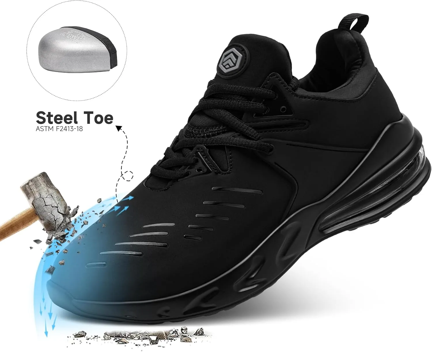 LARNMERN Steel Toe Shoes for Men Waterproof Slip Resistant Work Sneakers Athletic Durable Lightweight Comfortable Water Resistant Indestructible Construction Tennis Air Cushion