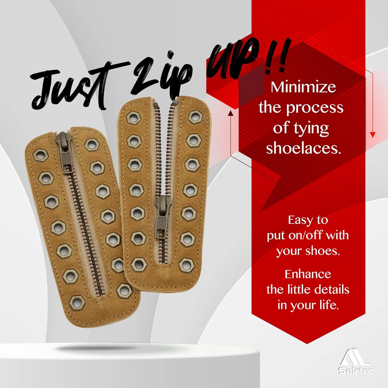 Leather Lace-in Boot Zipper Inserts for All Brands, Tieless Shoe Laces