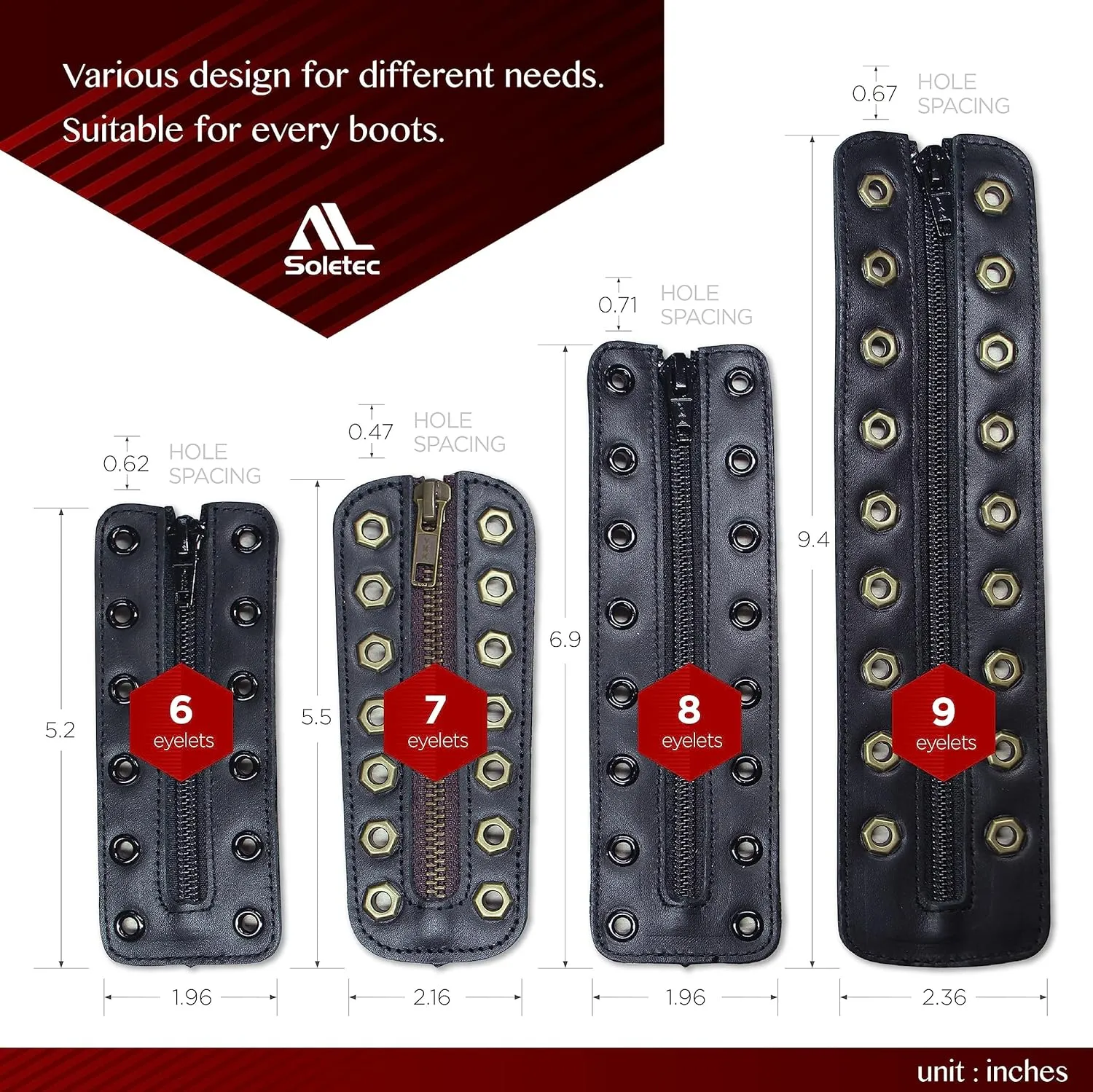 Leather Lace-in Boot Zipper Inserts for All Brands, Tieless Shoe Laces