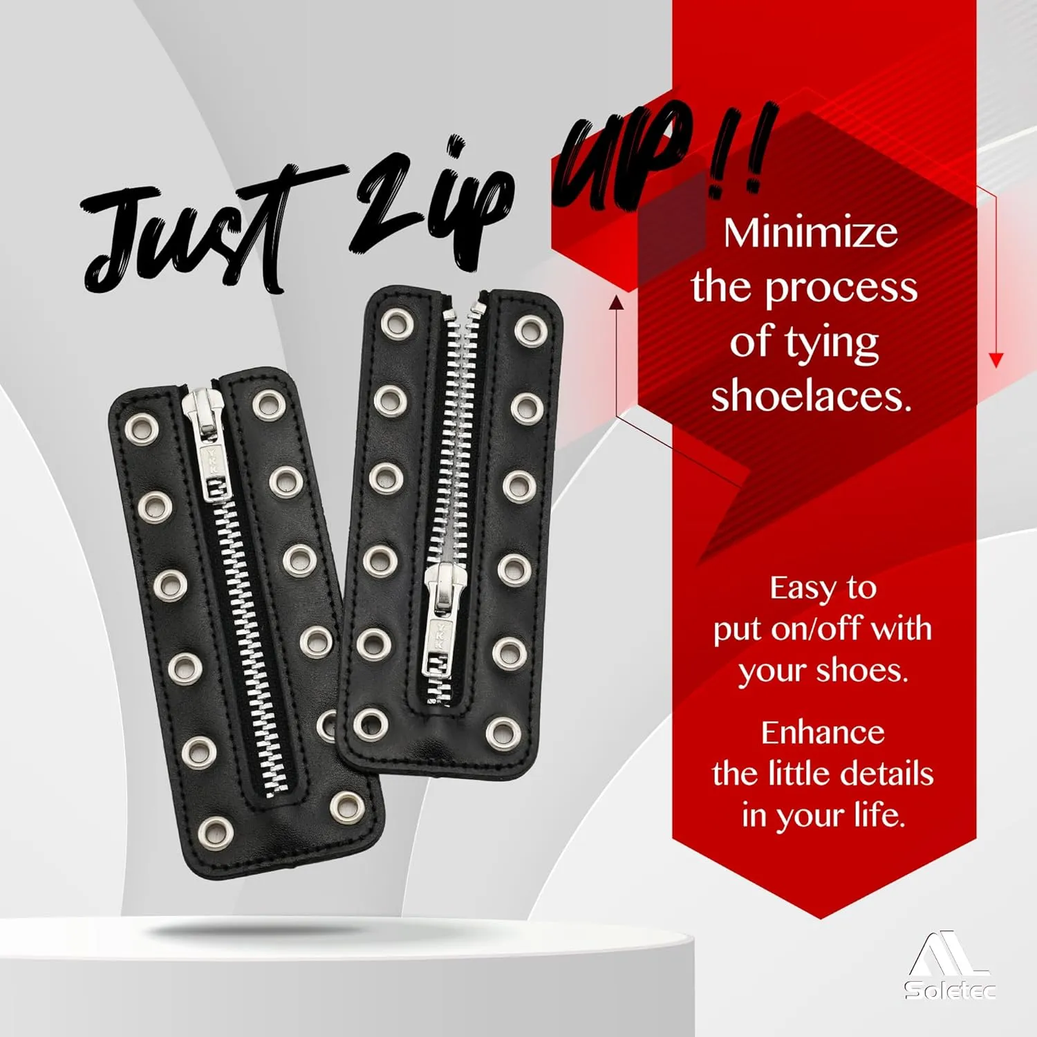 Leather Lace-in Boot Zipper Inserts for All Brands, Tieless Shoe Laces