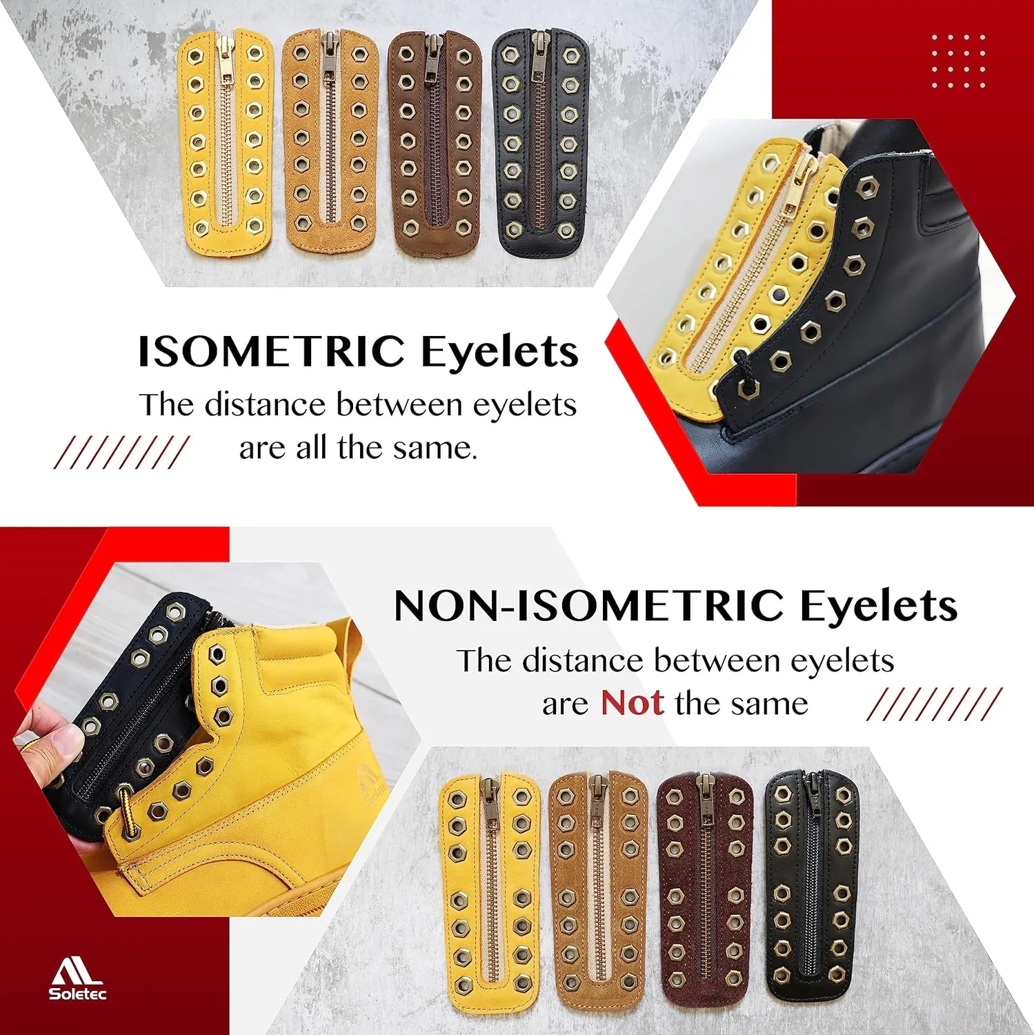 Leather Lace-in Boot Zipper Inserts for All Brands, Tieless Shoe Laces