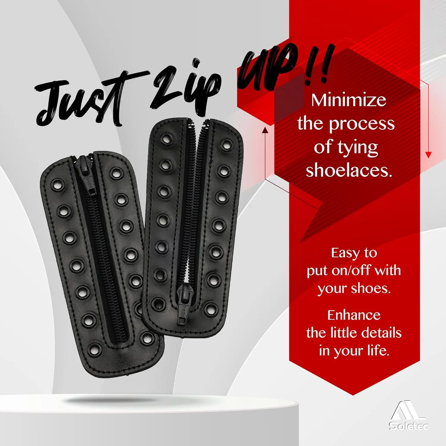 Leather Lace-in Boot Zipper Inserts for All Brands, Tieless Shoe Laces