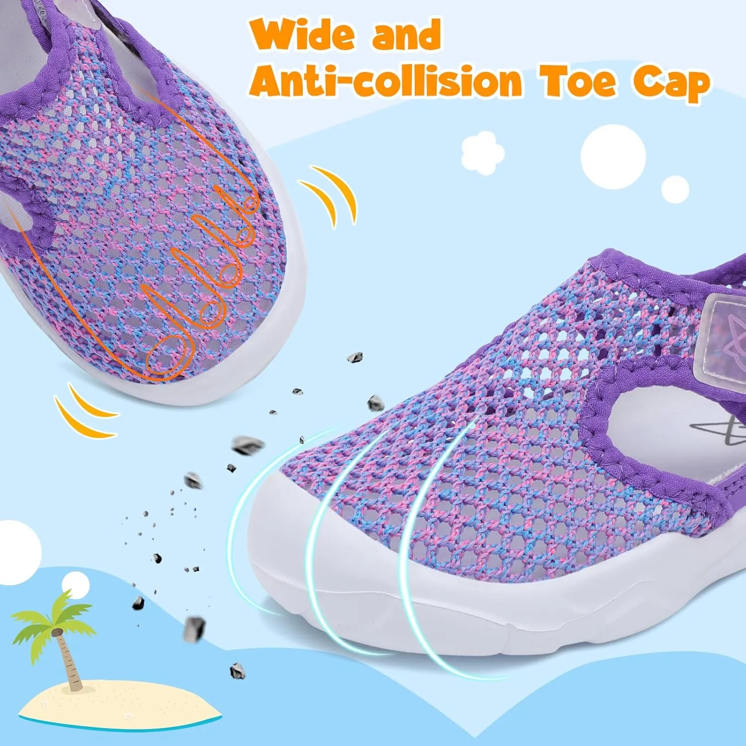 LeIsfIt Toddler Sandals Boys Girls Wide Sandals Kids Water Sandals Barefoot Water Shoes for Beach Swim Lightweight Closed Toe Summer Sandals