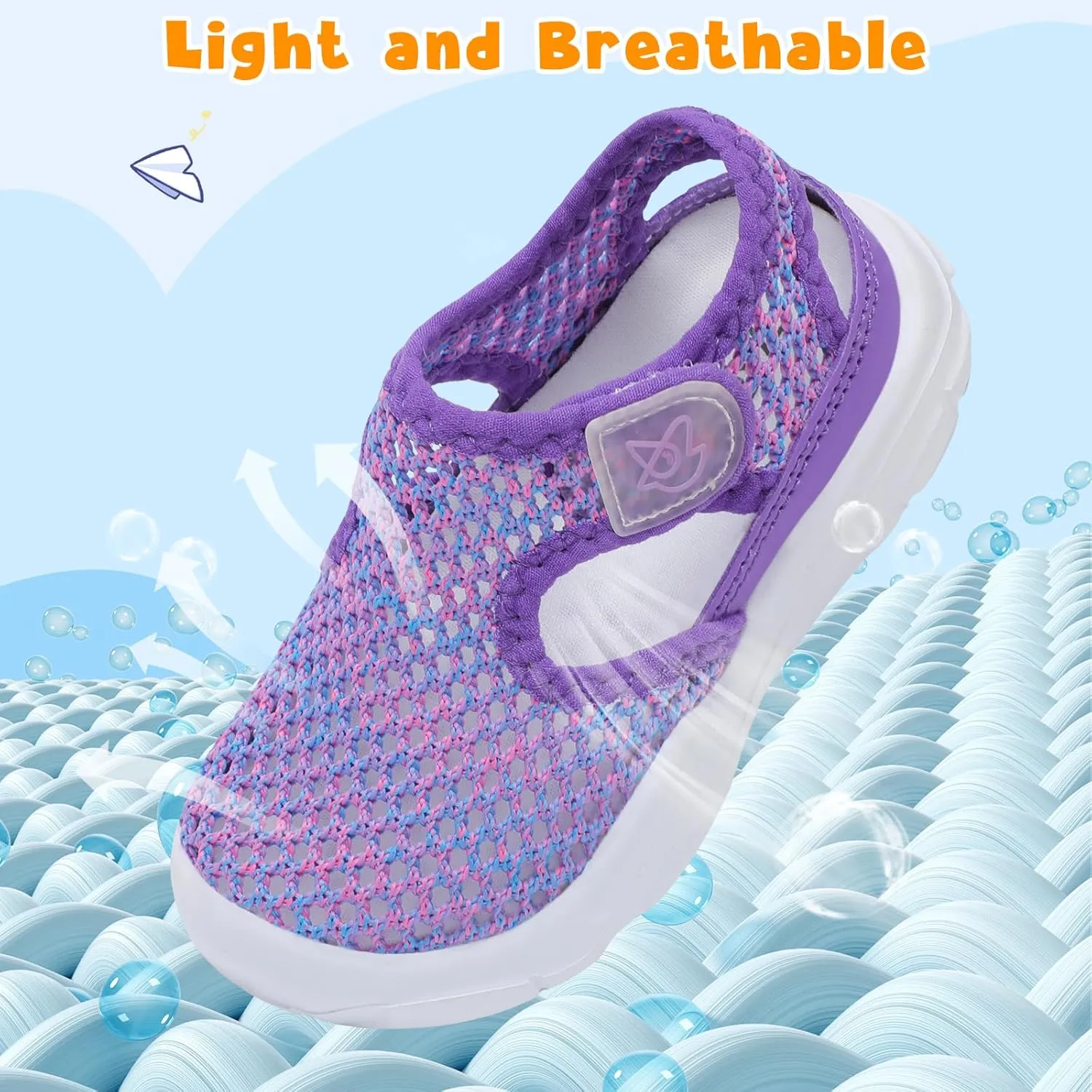 LeIsfIt Toddler Sandals Boys Girls Wide Sandals Kids Water Sandals Barefoot Water Shoes for Beach Swim Lightweight Closed Toe Summer Sandals