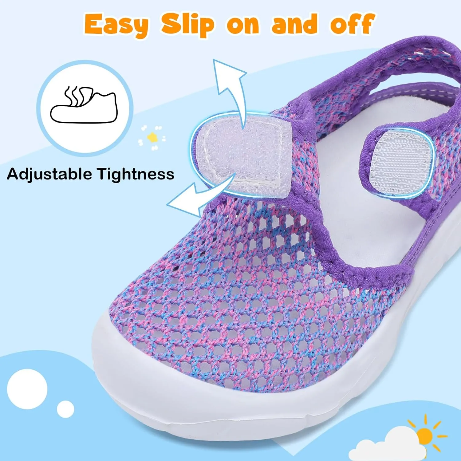 LeIsfIt Toddler Sandals Boys Girls Wide Sandals Kids Water Sandals Barefoot Water Shoes for Beach Swim Lightweight Closed Toe Summer Sandals